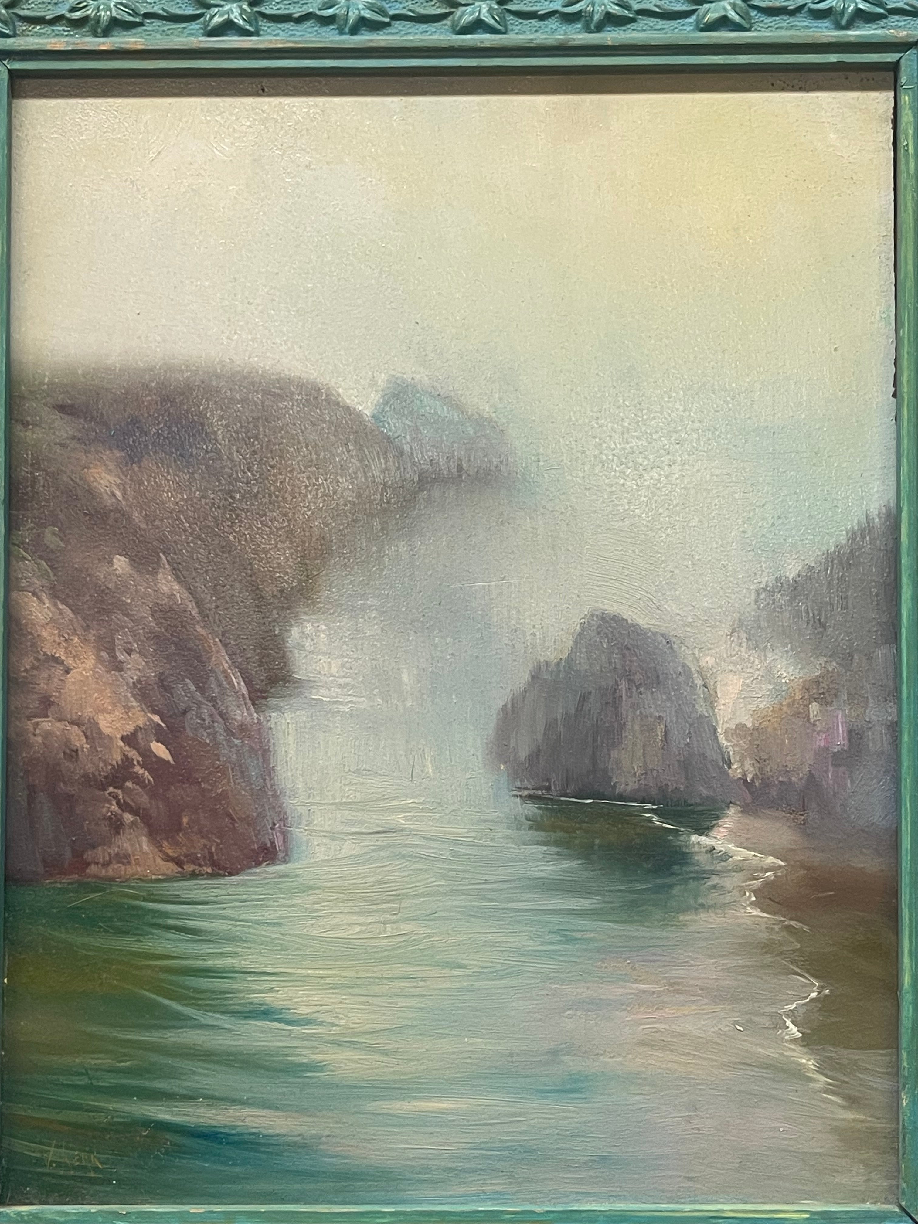 An Oil on Board Painting of the Sea