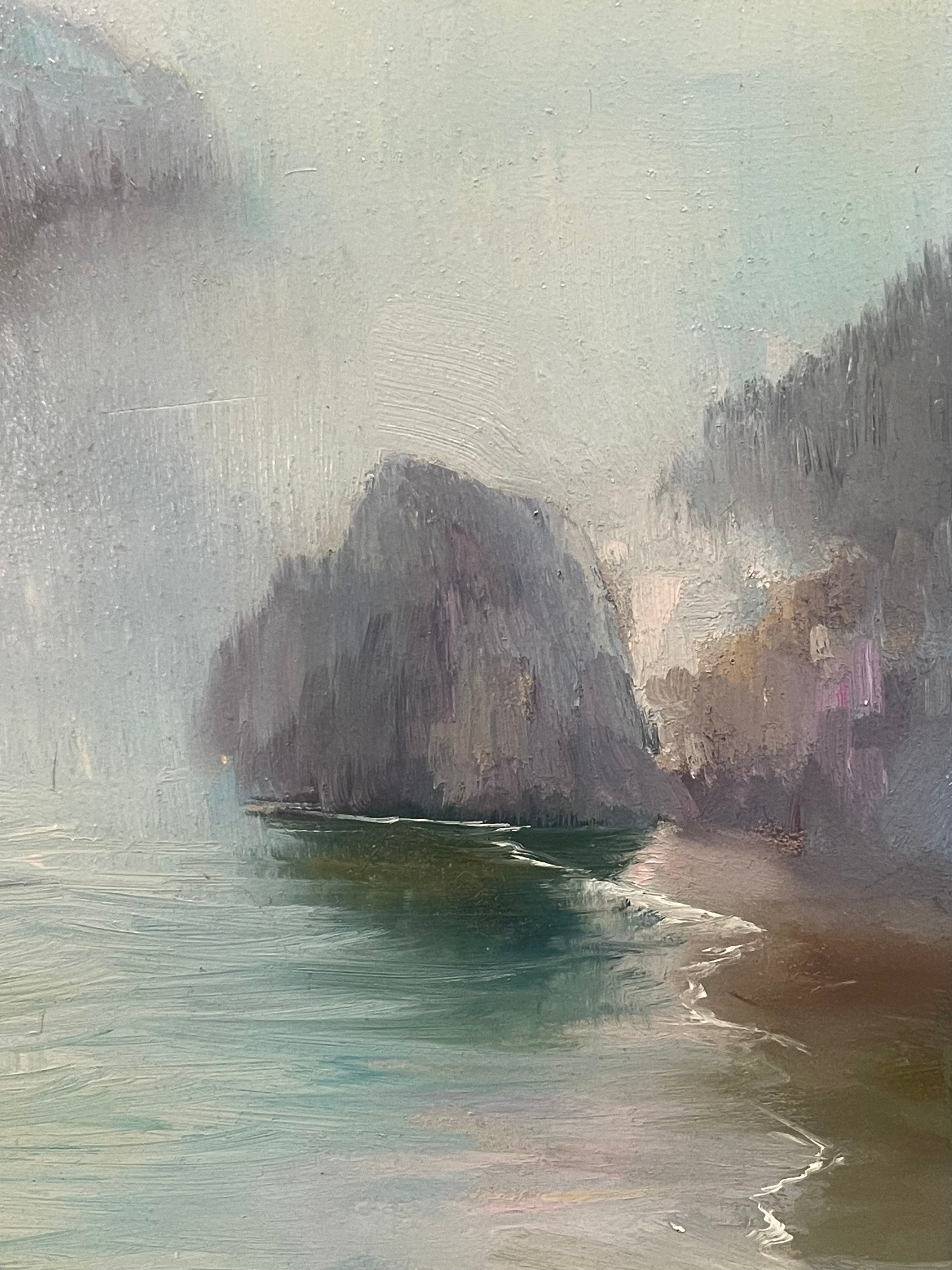 An Oil on Board Painting of the Sea