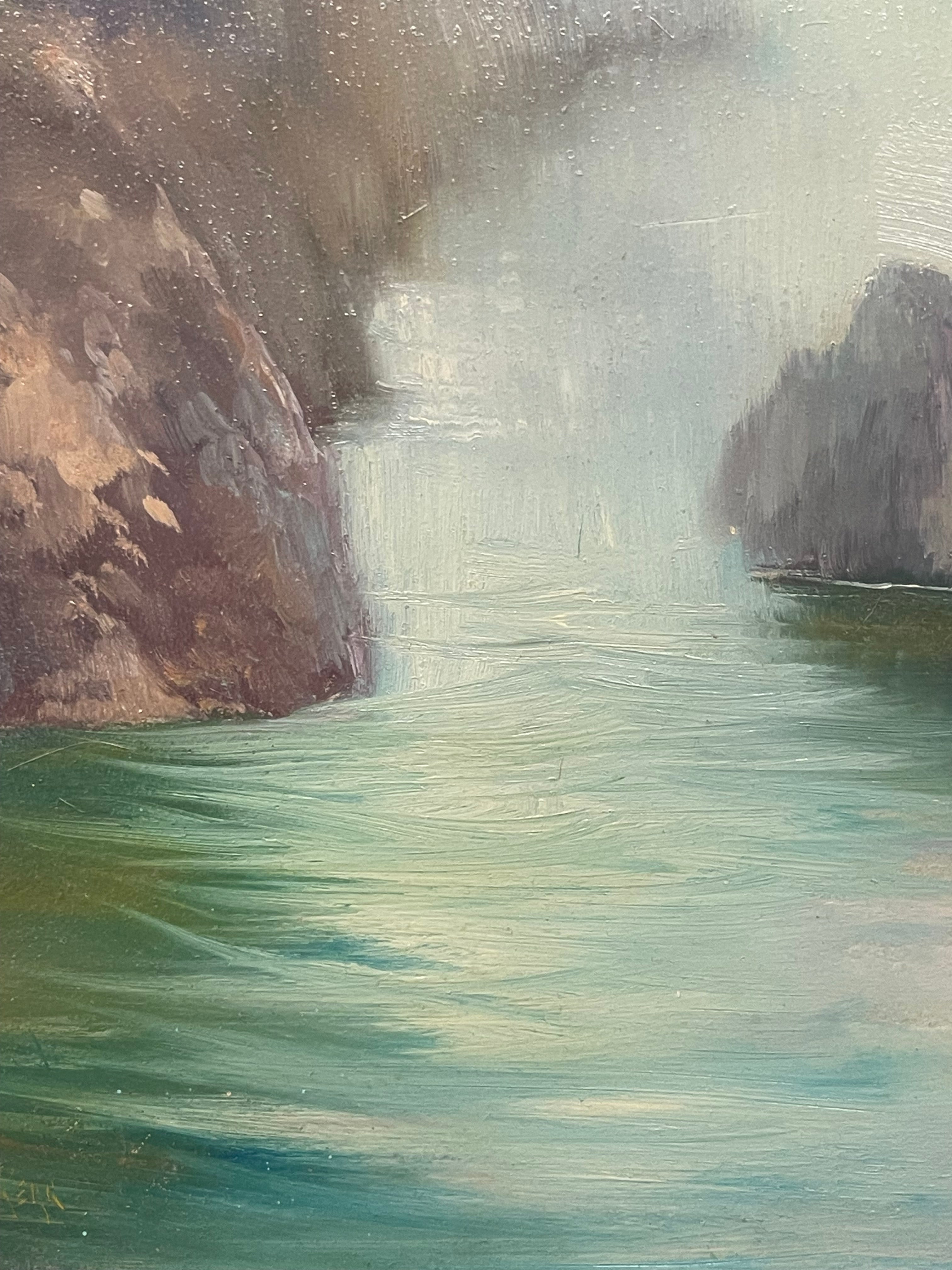 An Oil on Board Painting of the Sea