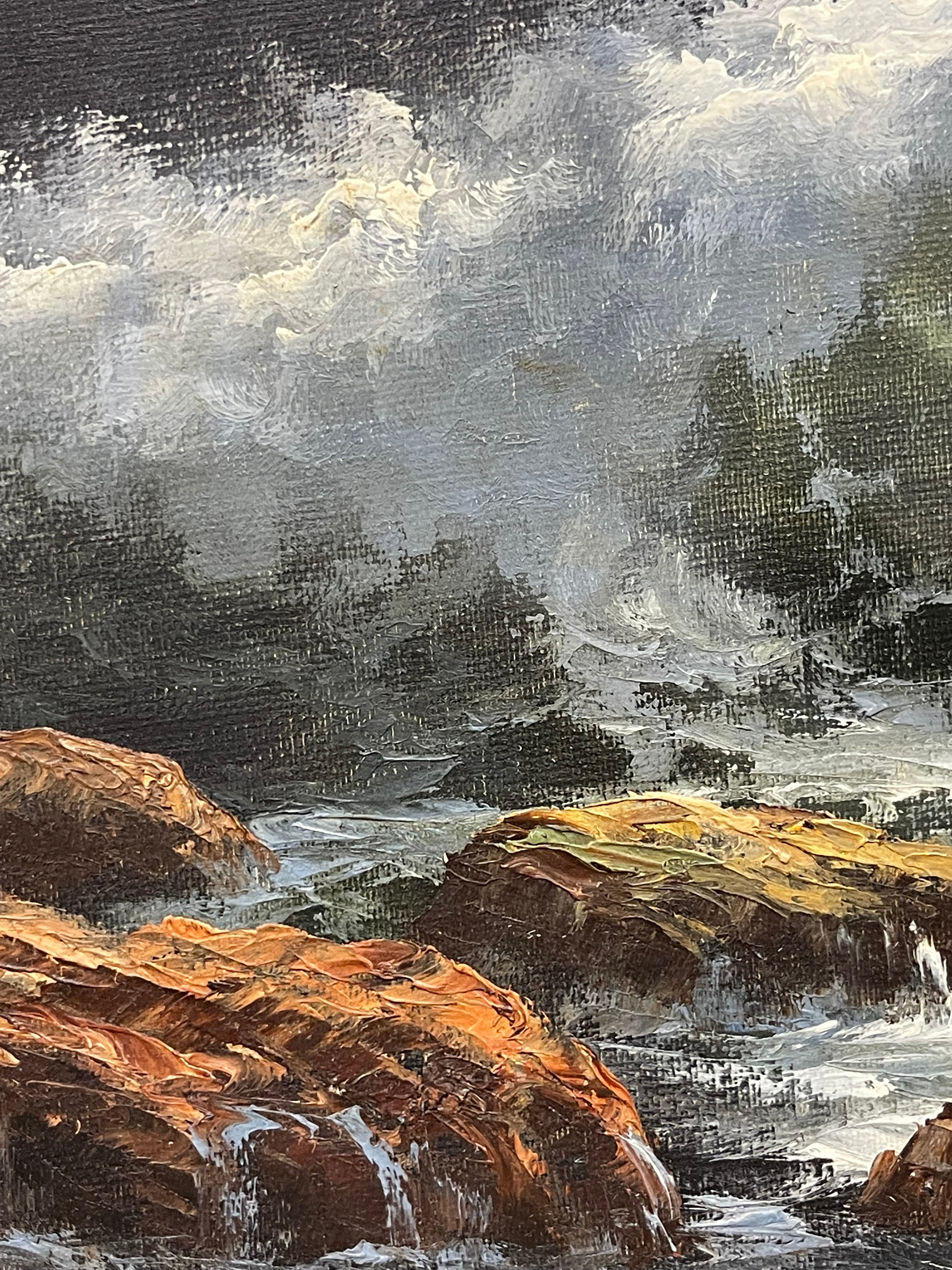 An Oil on Canvas Painting of a Wave