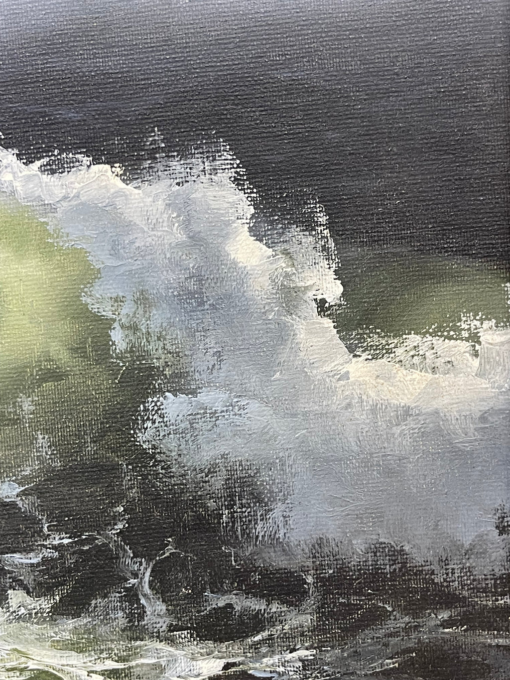 An Oil on Canvas Painting of a Wave