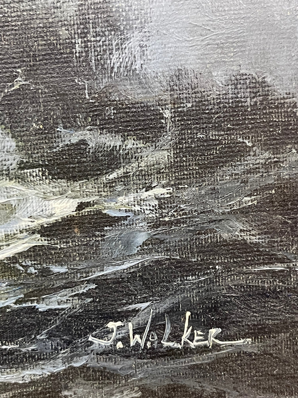 An Oil on Canvas Painting of a Wave