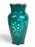 A Japanese Meiji. Silver Mounted Green Enamel Vase Signed By The Artist