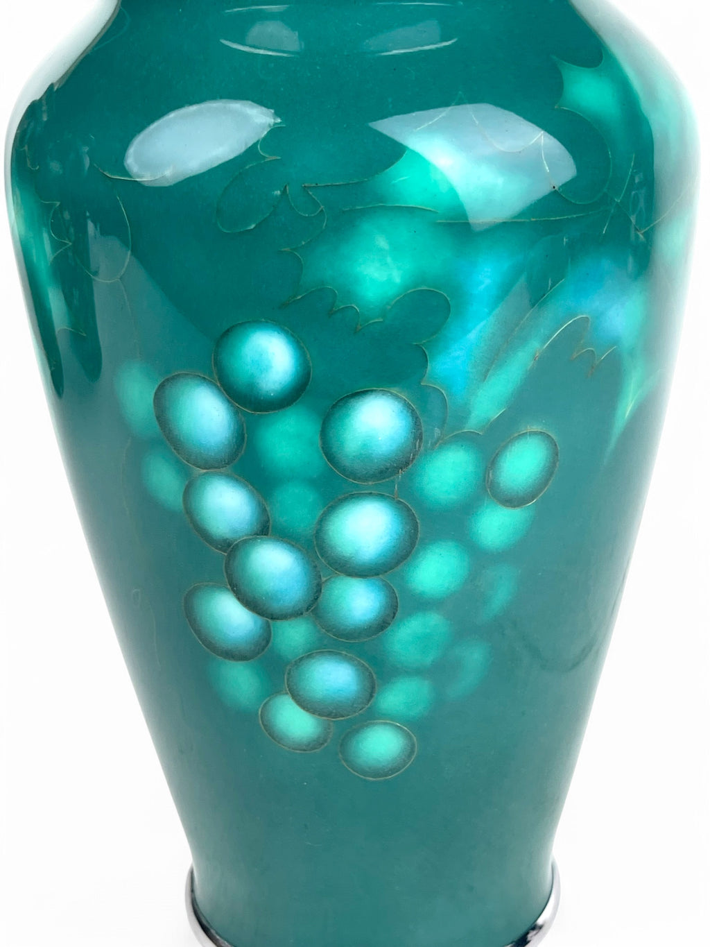 A Japanese Meiji. Silver Mounted Green Enamel Vase Signed By The Artist