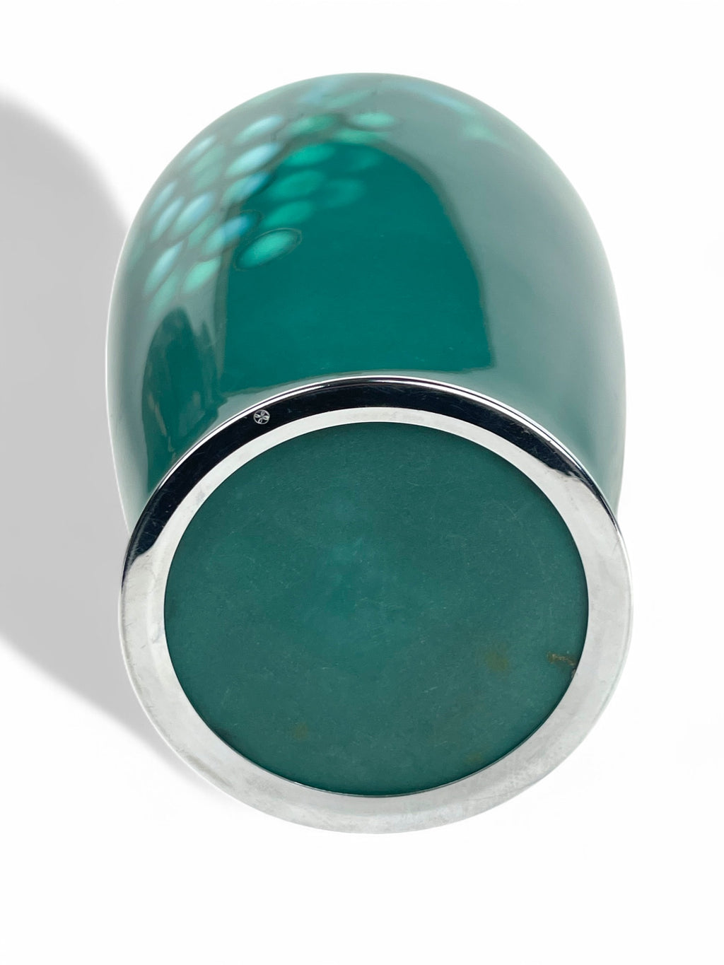 A Japanese Meiji. Silver Mounted Green Enamel Vase Signed By The Artist