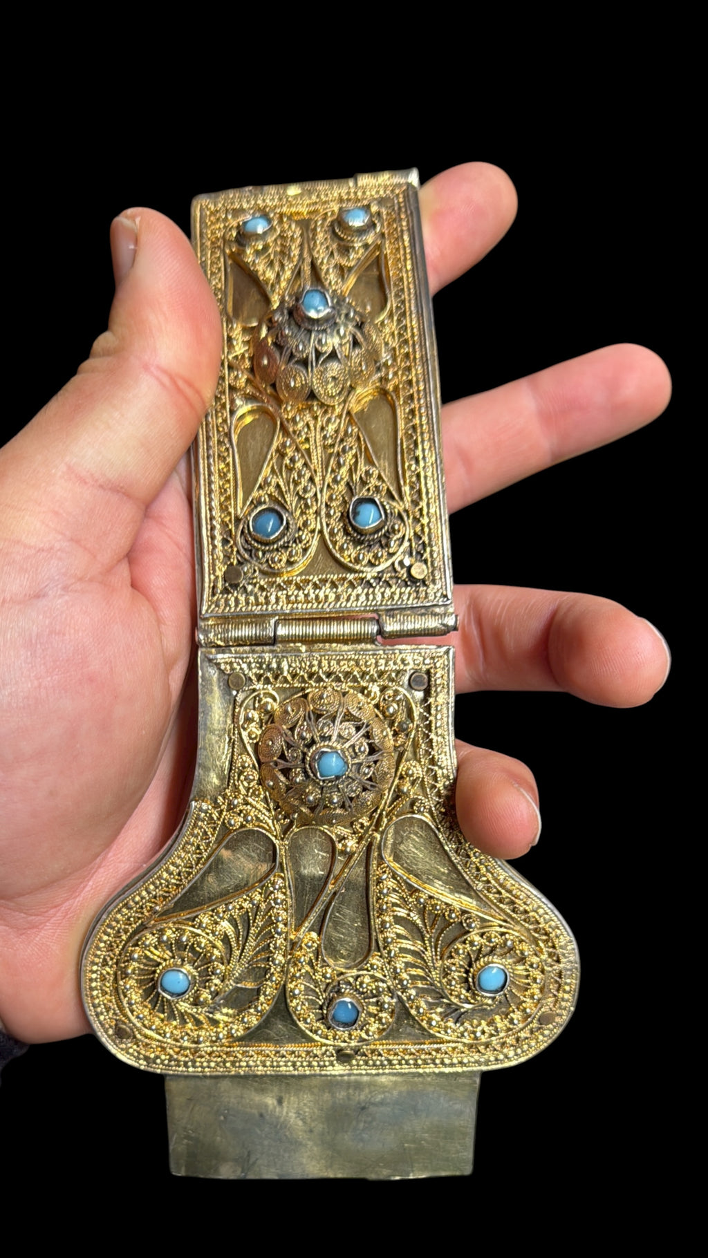 A Russian 84 Gilded Silver Jeweled Filigree Work Belt