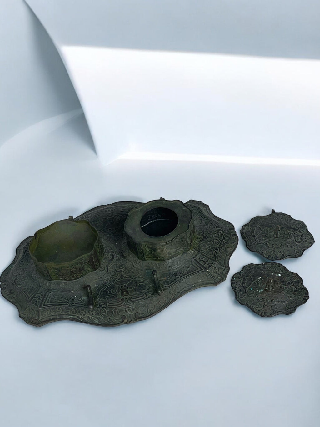 An Austrian Patented Bronze Desk Accessories