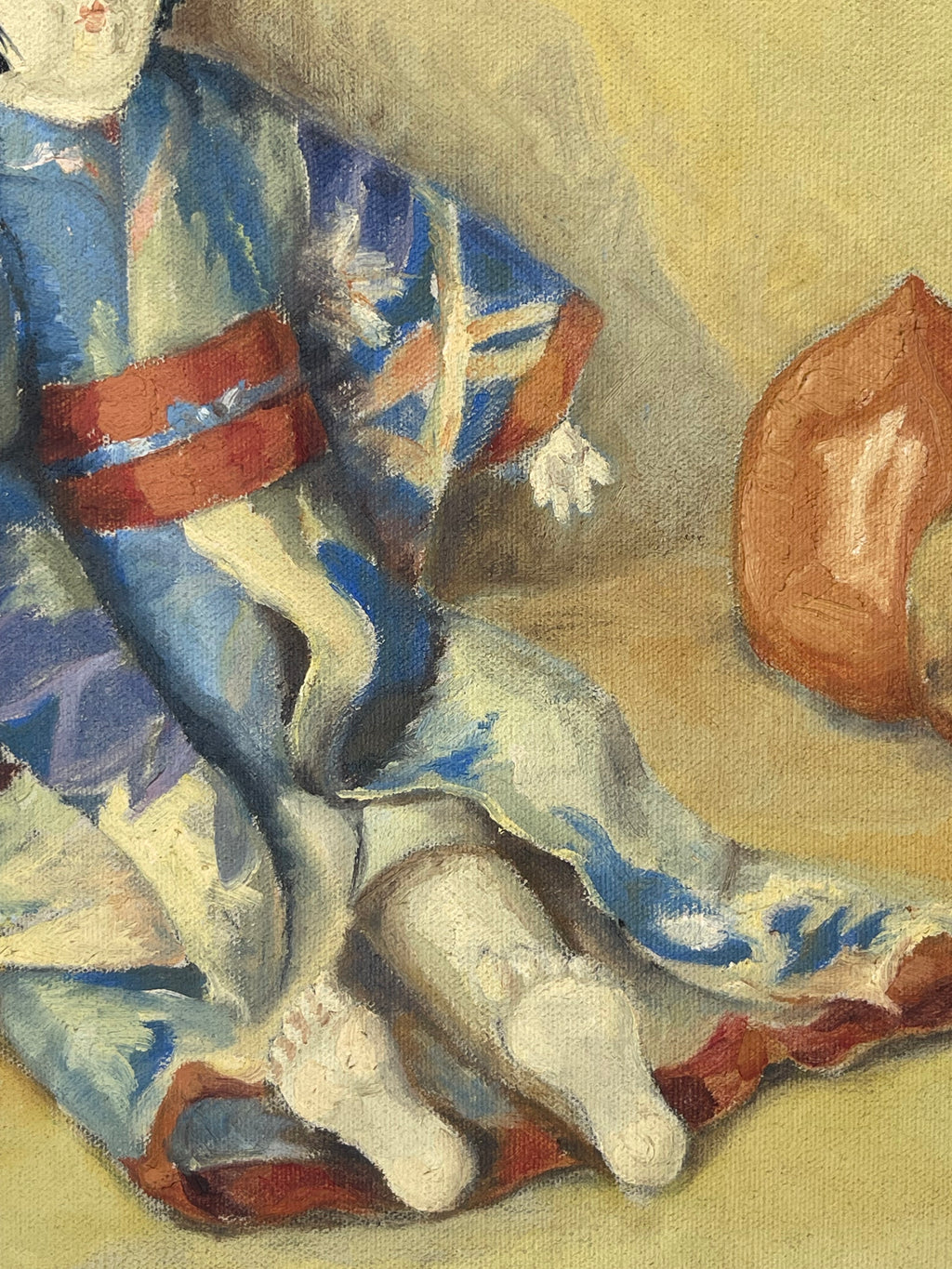 A French Oil On Canvas Japanese Style Painting of A Doll