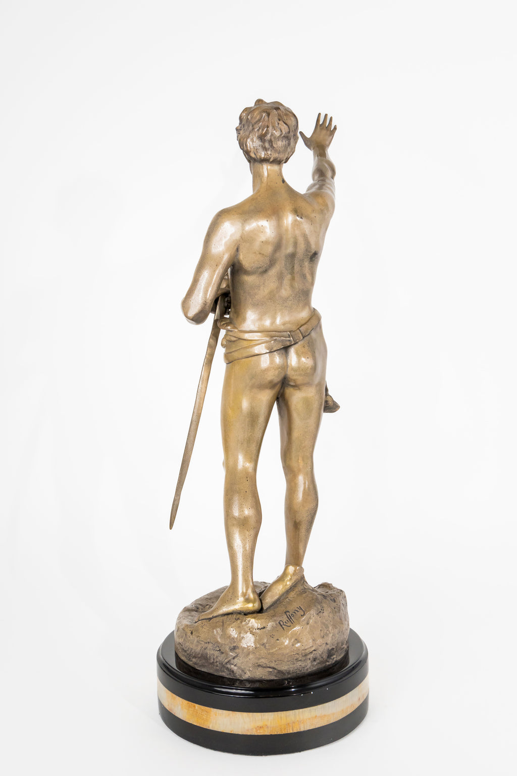 A Silvered Bronze Sculpture Le Serment by Ruffany