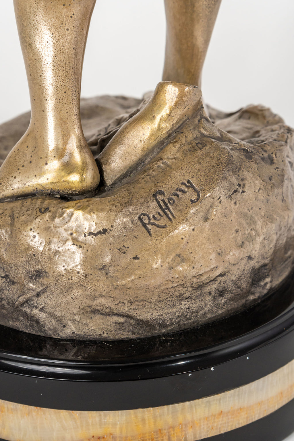 A Silvered Bronze Sculpture Le Serment by Ruffany