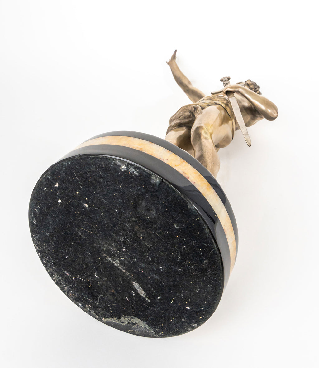 A Silvered Bronze Sculpture Le Serment by Ruffany