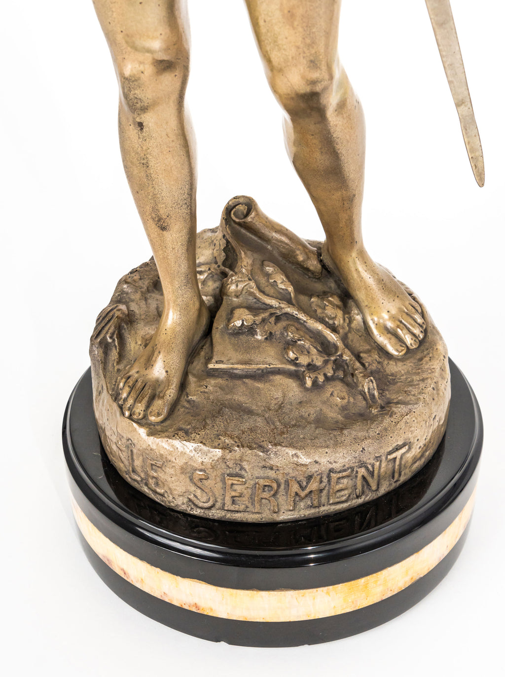 A Silvered Bronze Sculpture Le Serment by Ruffany