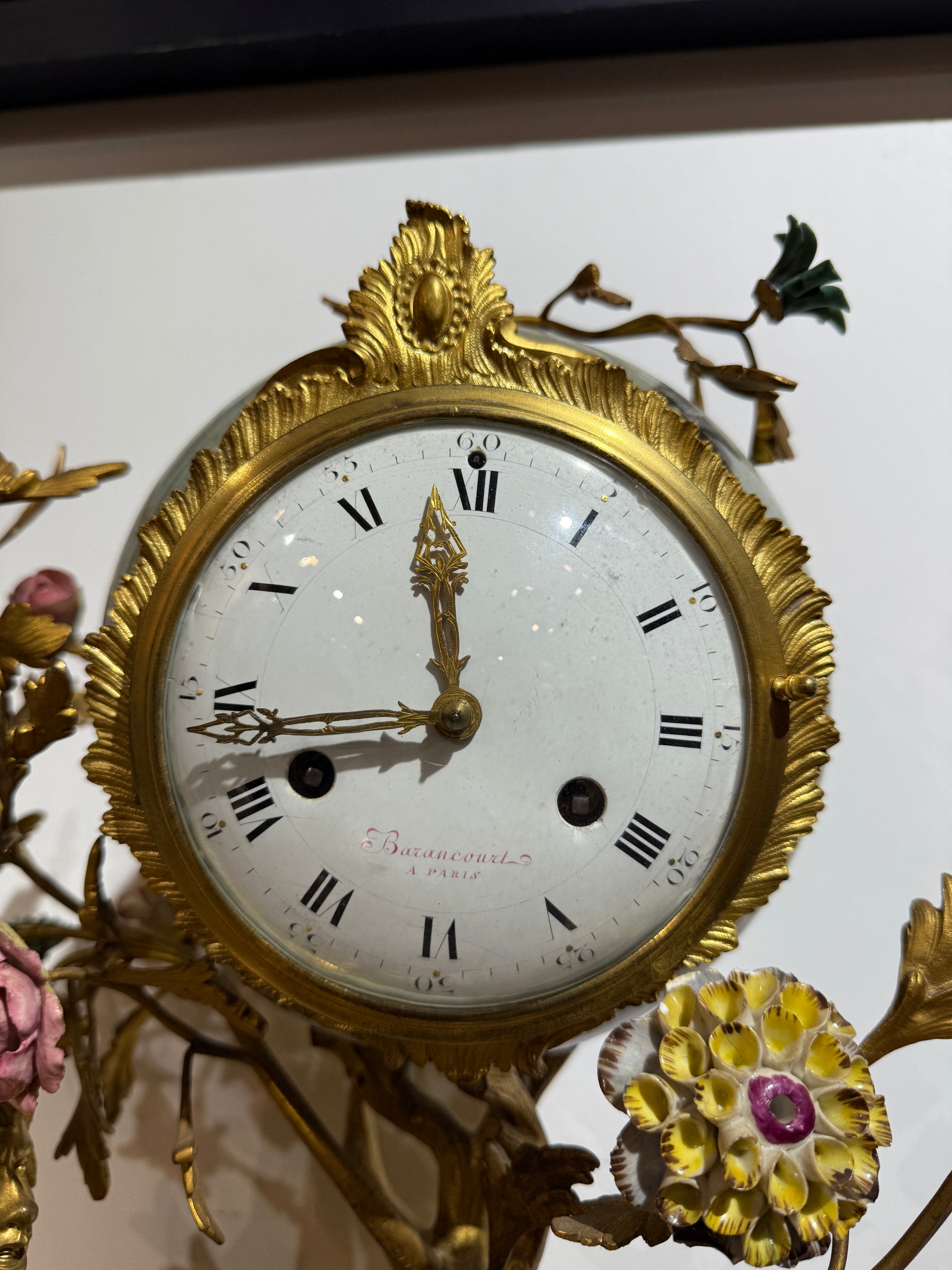 A Magnificent Chinoiserie Gilt Bronze & Porcelain Mantel Clock By Barancourt