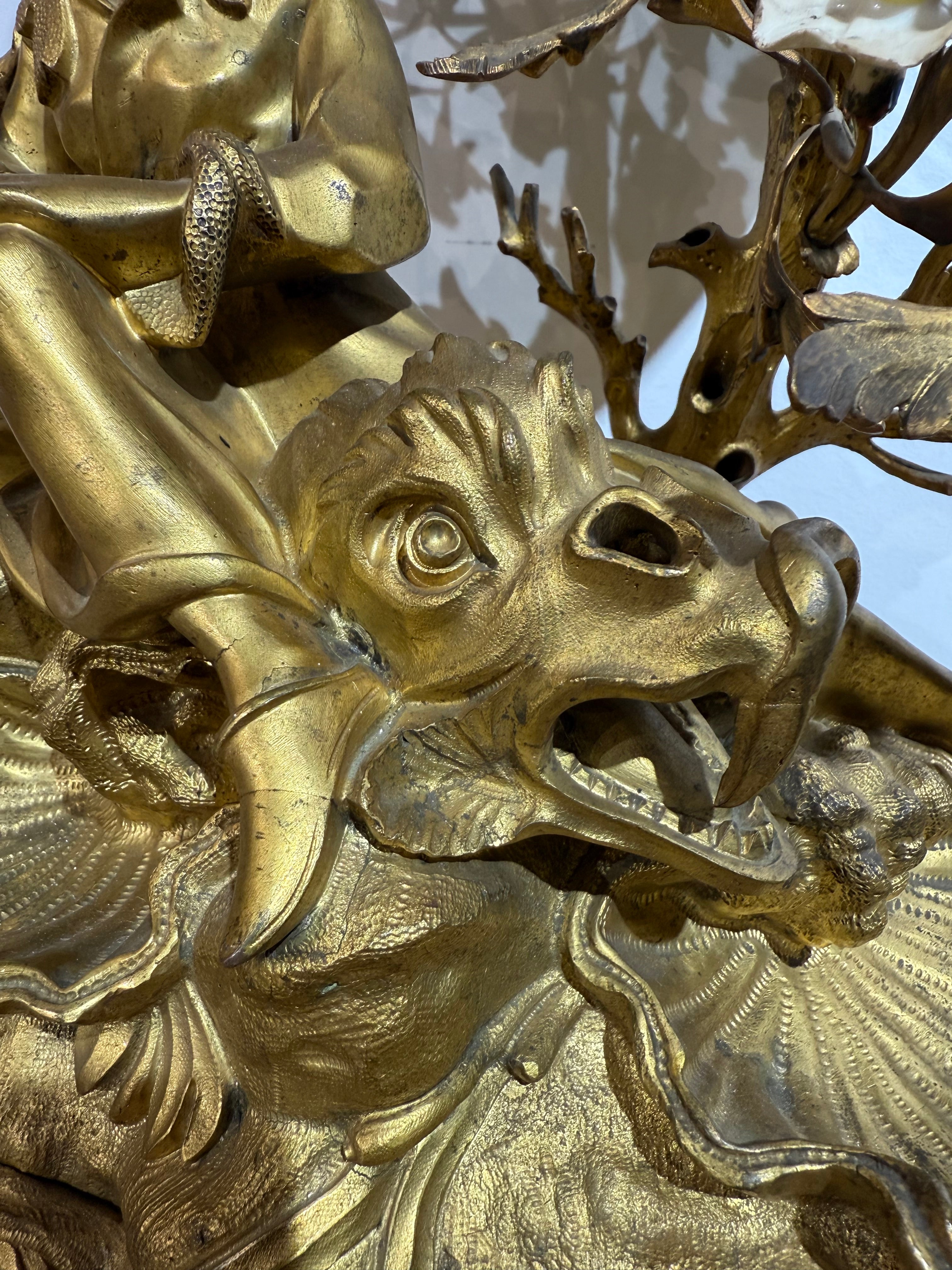 A Magnificent Chinoiserie Gilt Bronze & Porcelain Mantel Clock By Barancourt