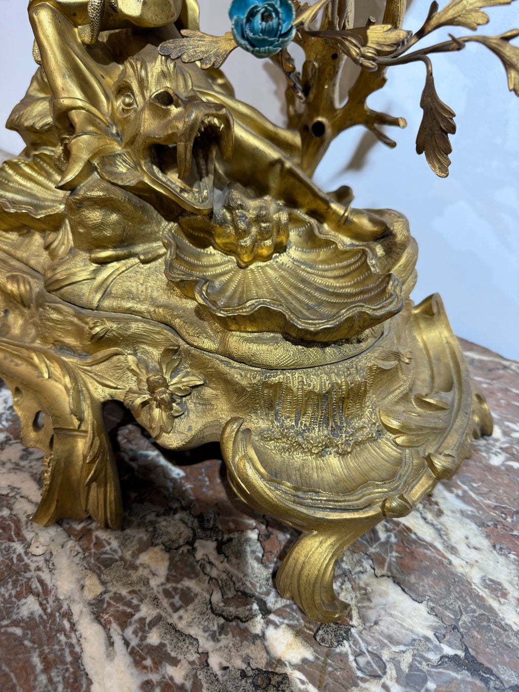 A Magnificent Chinoiserie Gilt Bronze & Porcelain Mantel Clock By Barancourt