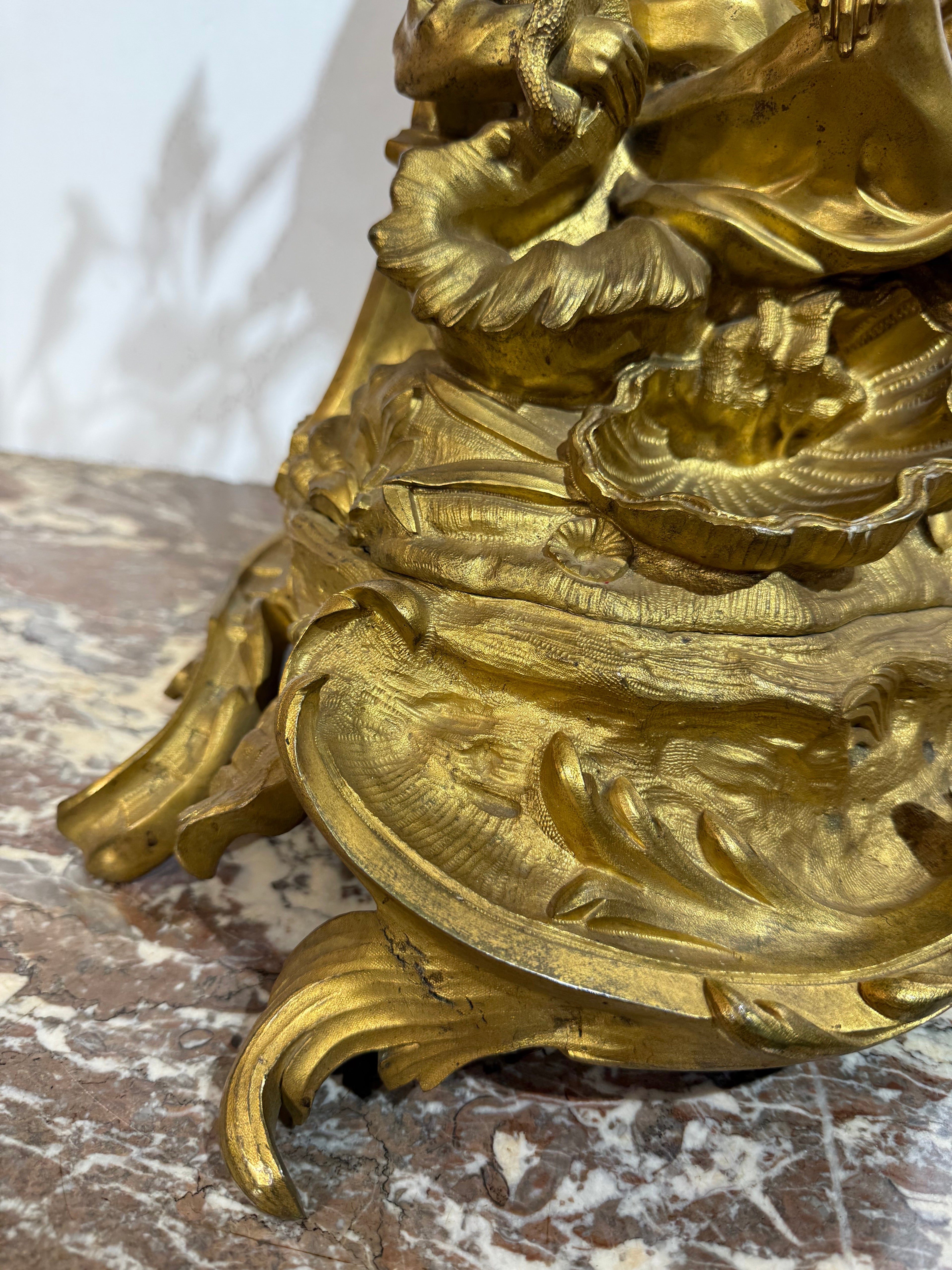 A Magnificent Chinoiserie Gilt Bronze & Porcelain Mantel Clock By Barancourt