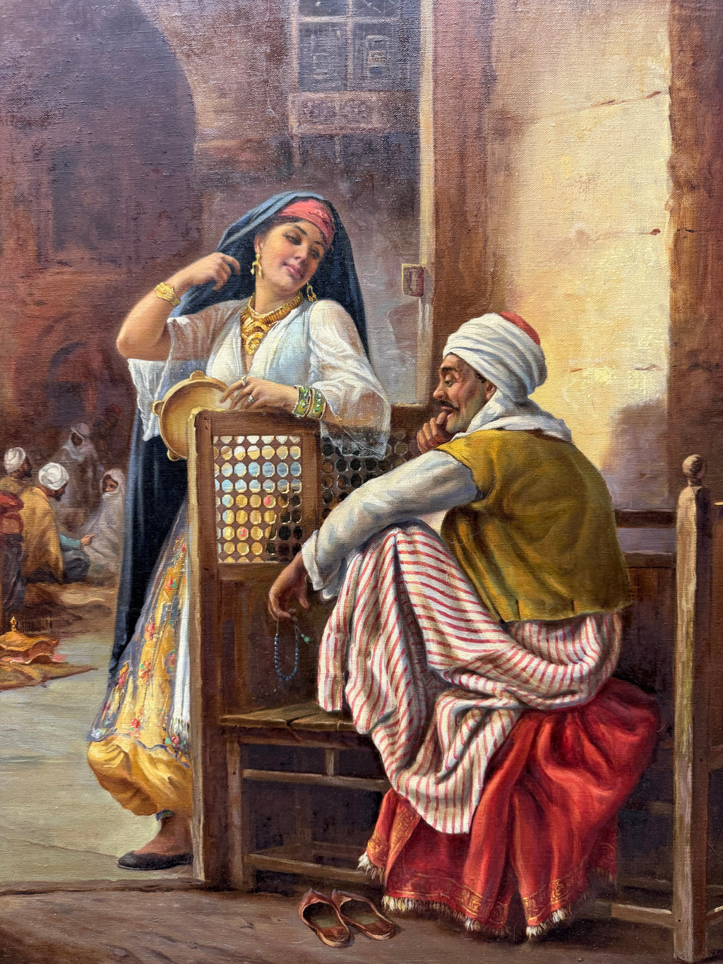 Pair Of Large Orientalist Oil On Canvas Painting