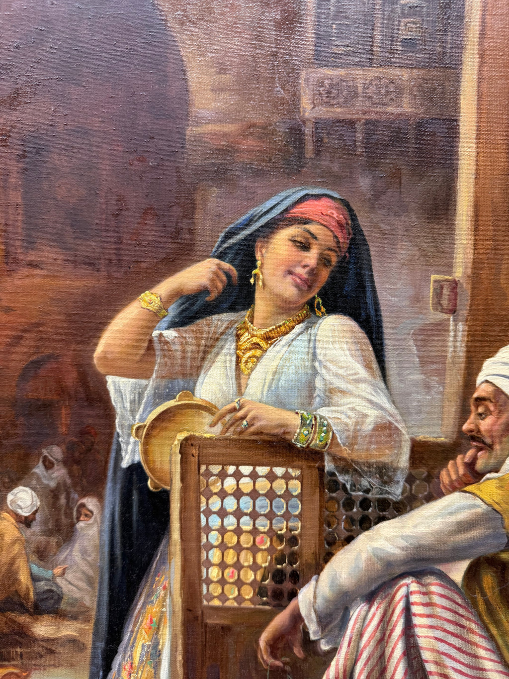 Pair Of Large Orientalist Oil On Canvas Painting