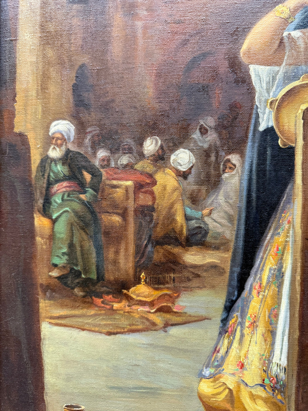 Pair Of Large Orientalist Oil On Canvas Painting