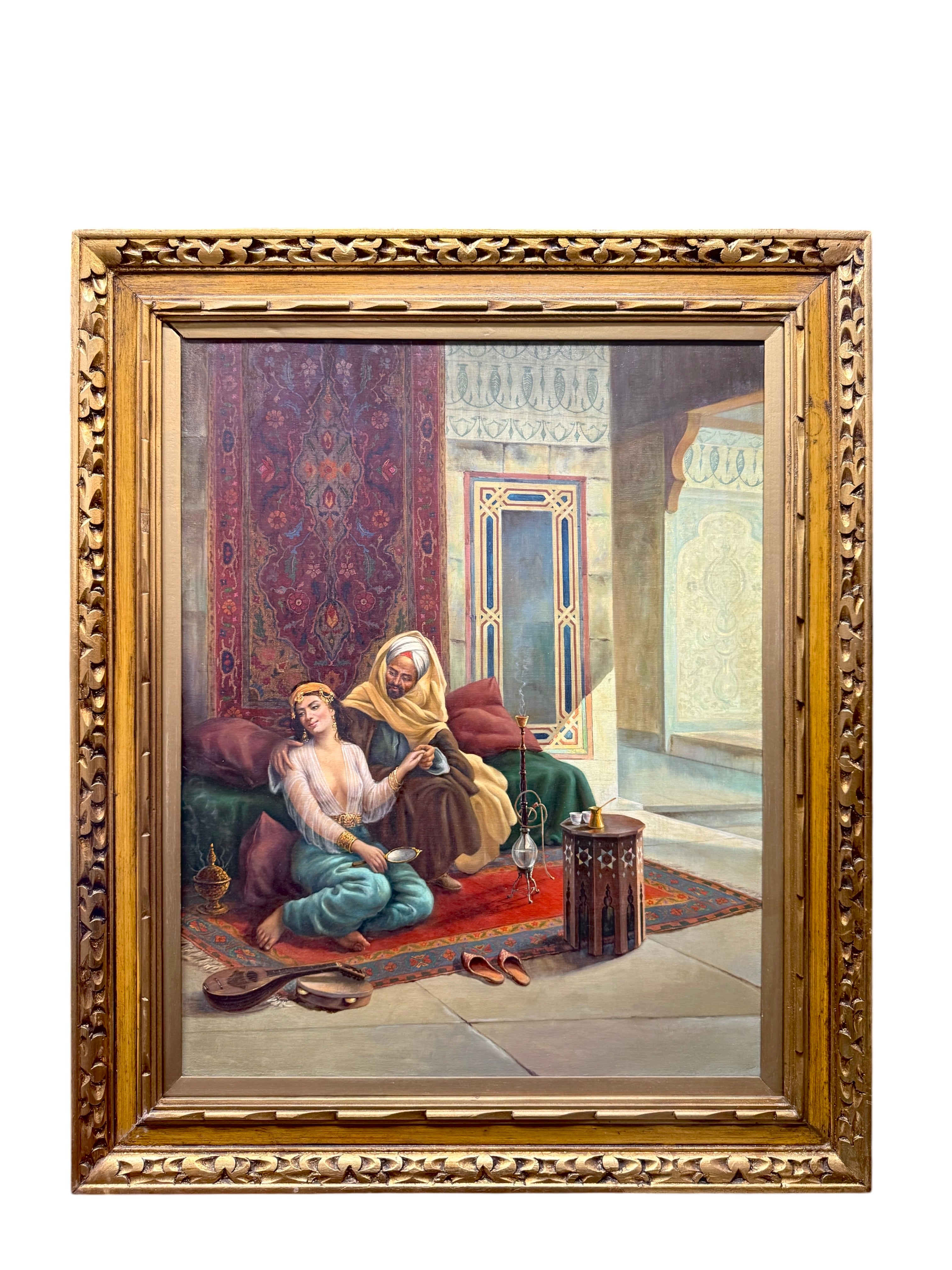 Pair Of Large Orientalist Oil On Canvas Painting