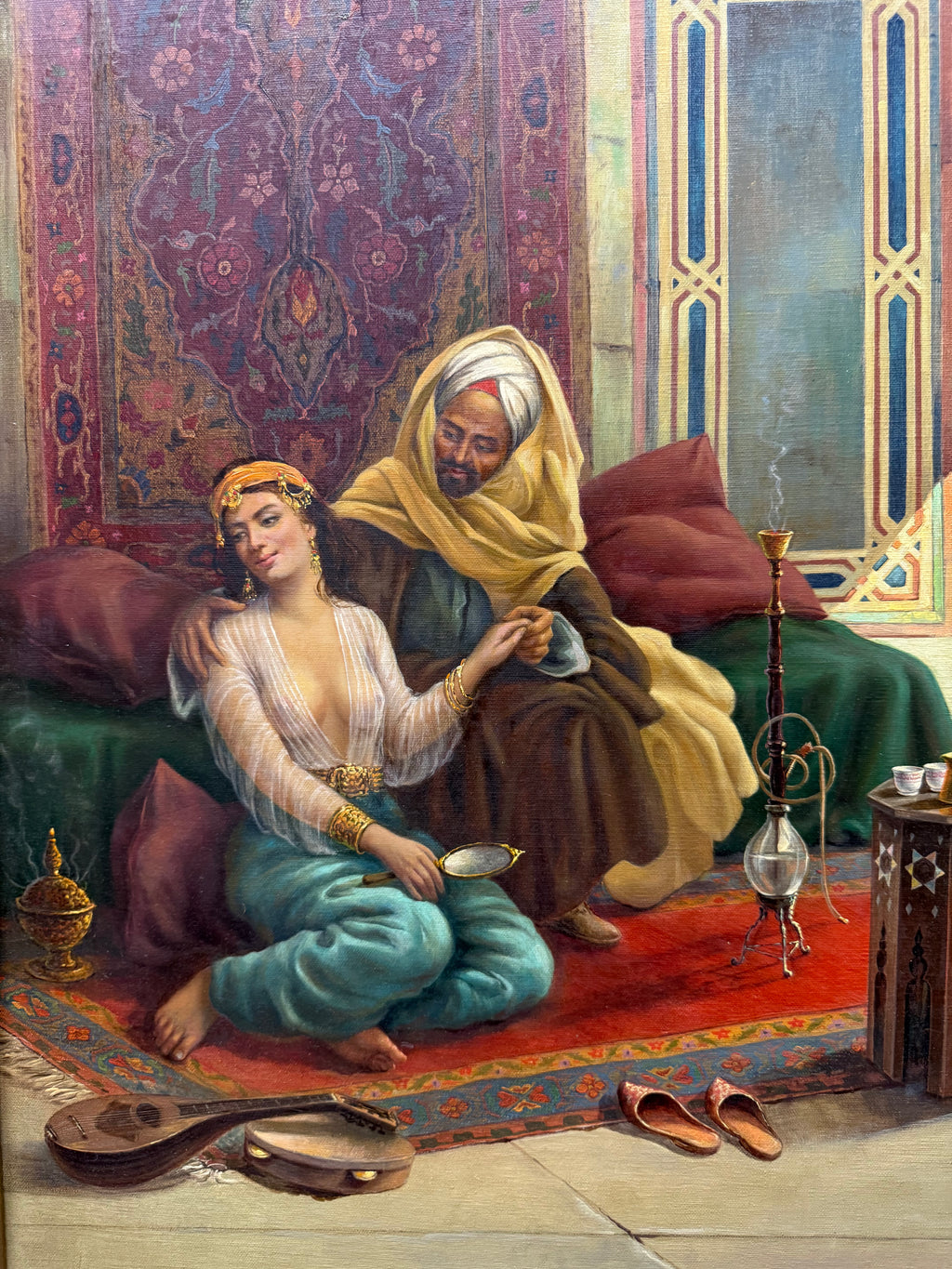 Pair Of Large Orientalist Oil On Canvas Painting