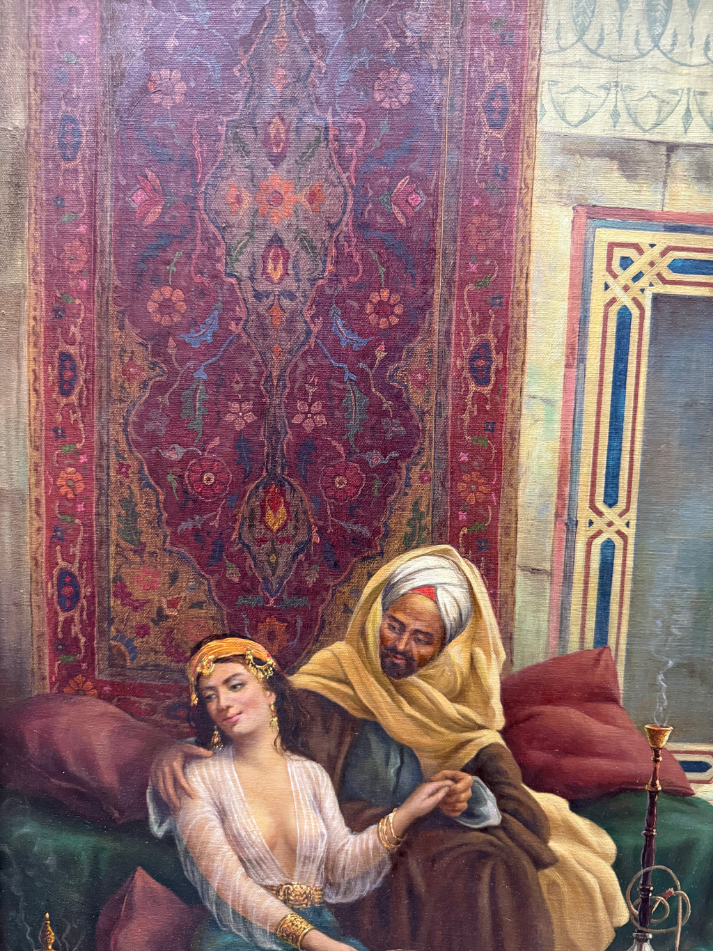 Pair Of Large Orientalist Oil On Canvas Painting