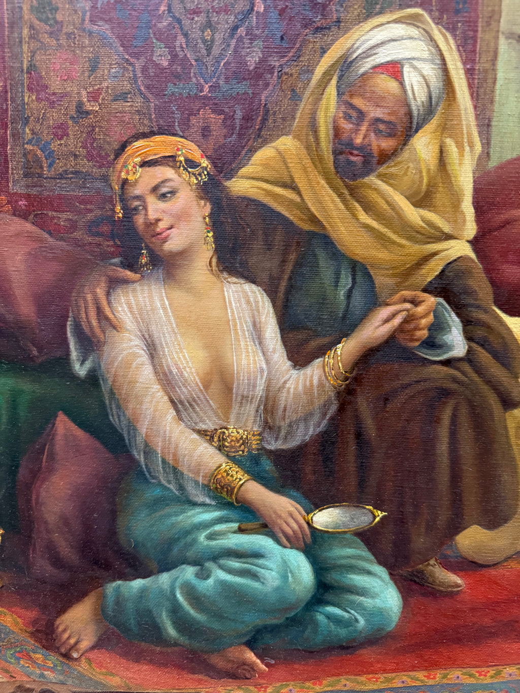 Pair Of Large Orientalist Oil On Canvas Painting