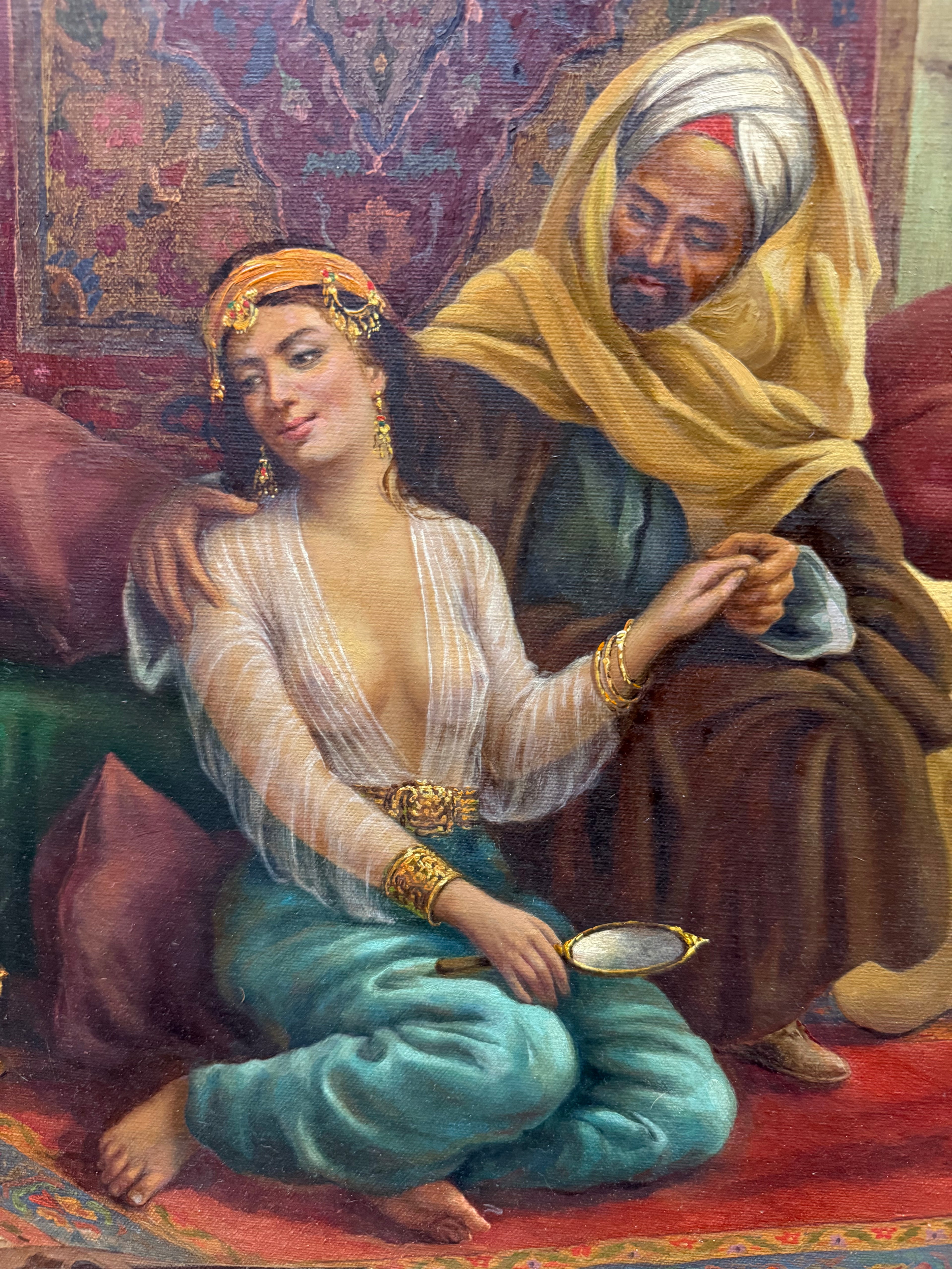 Pair Of Large Orientalist Oil On Canvas Painting