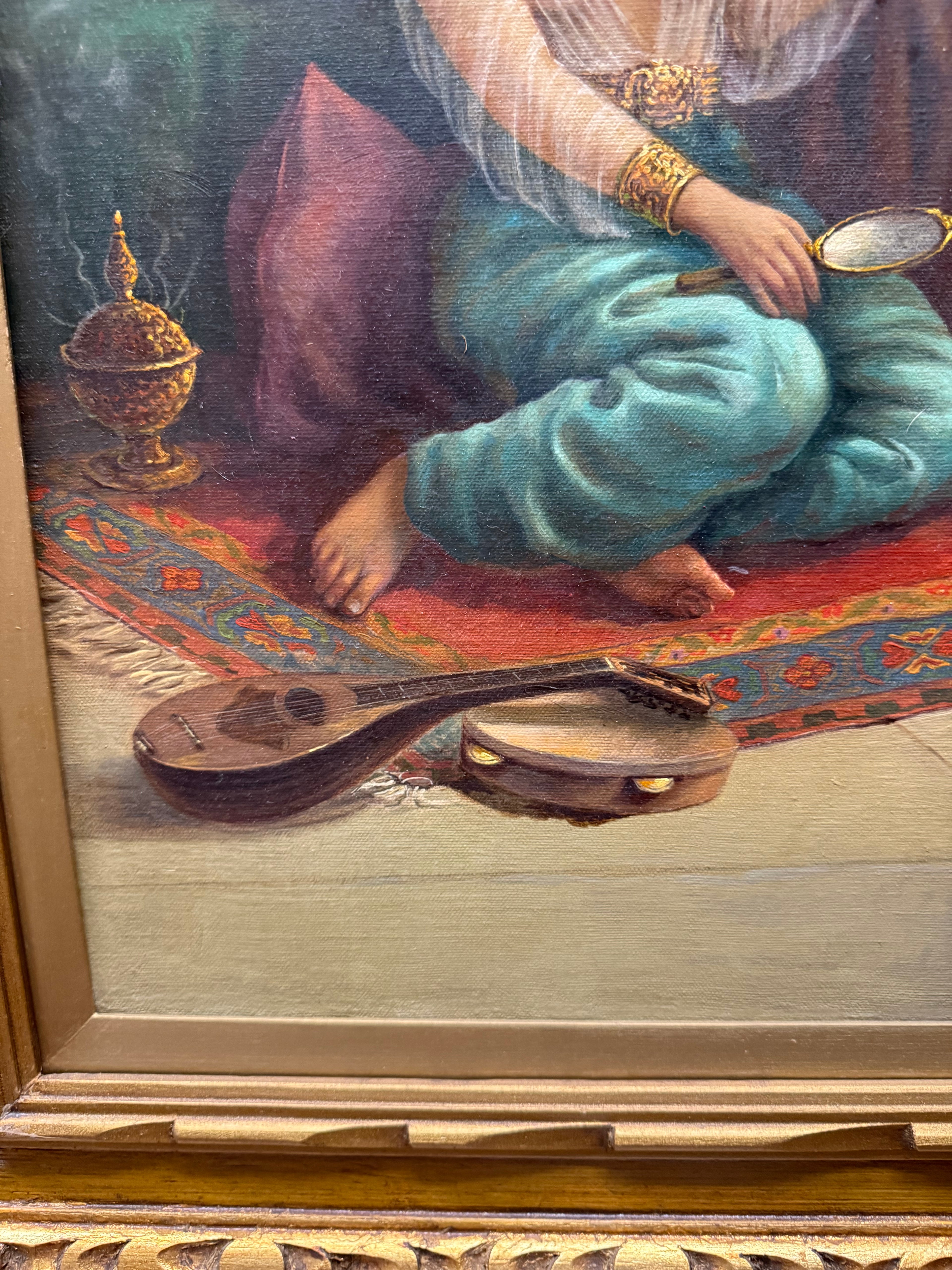 Pair Of Large Orientalist Oil On Canvas Painting