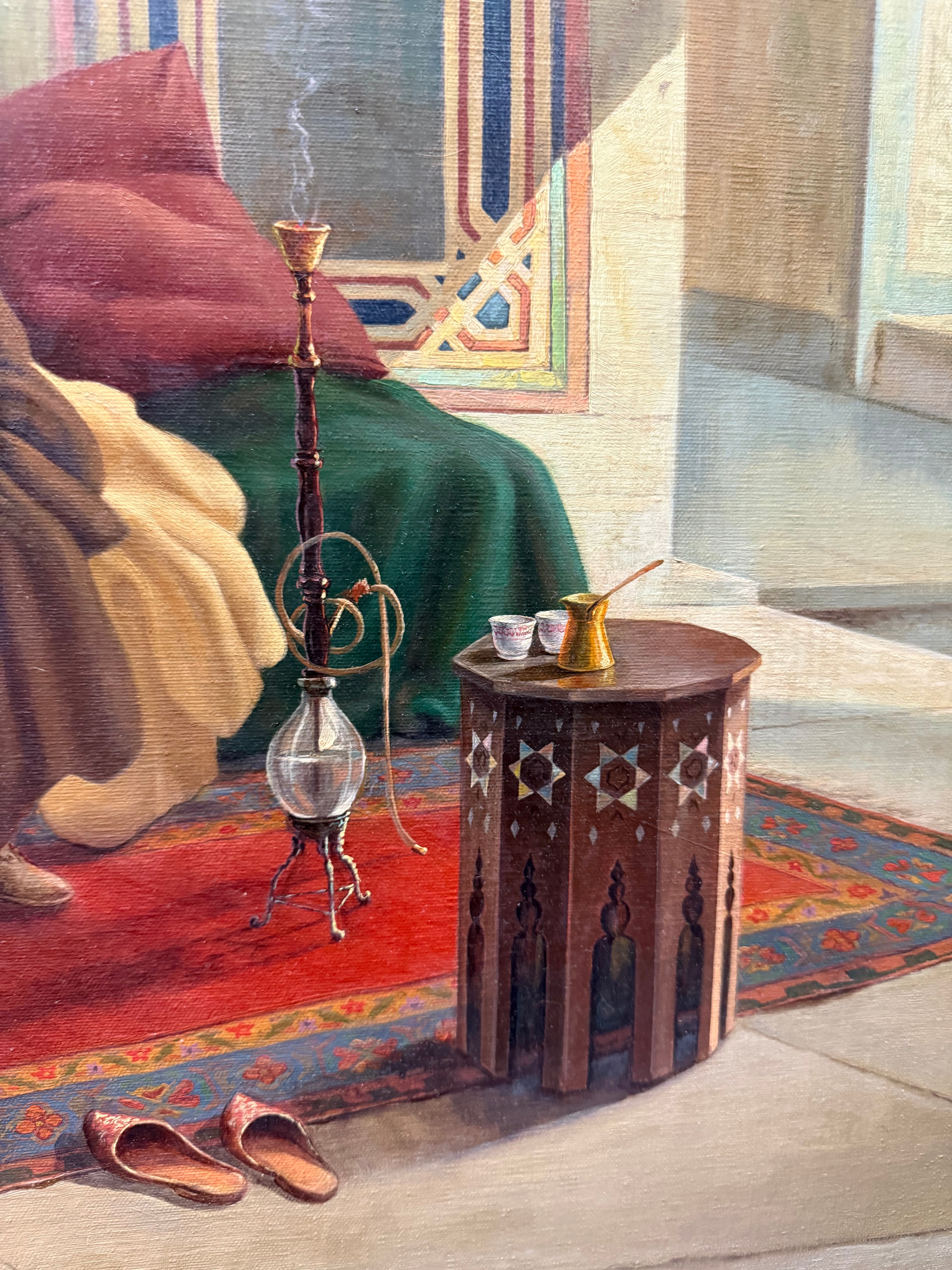 Pair Of Large Orientalist Oil On Canvas Painting