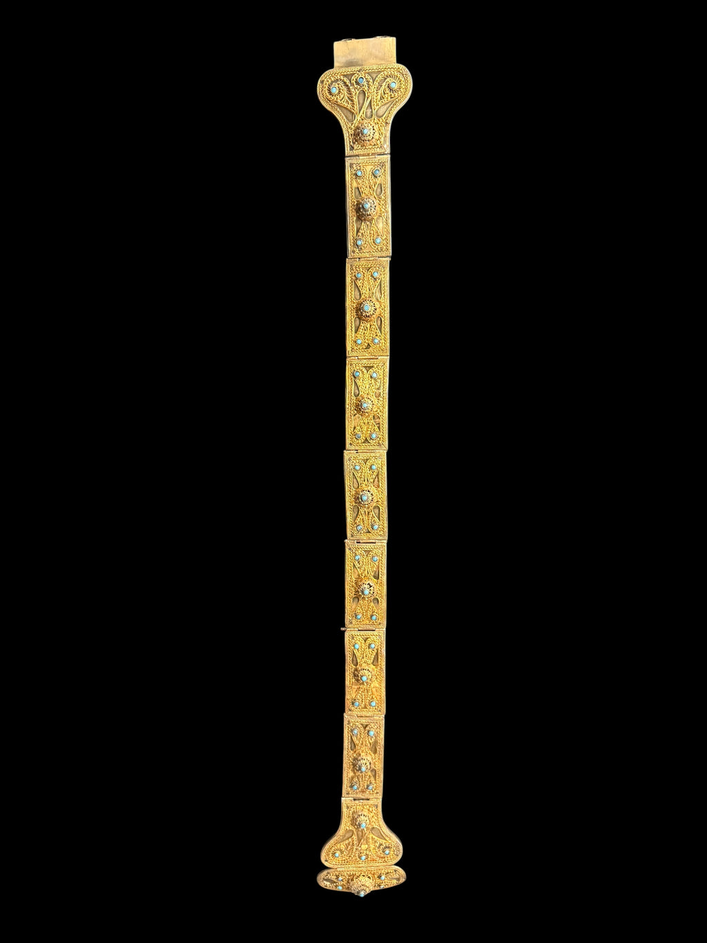 A Russian 84 Gilded Silver Jeweled Filigree Work Belt