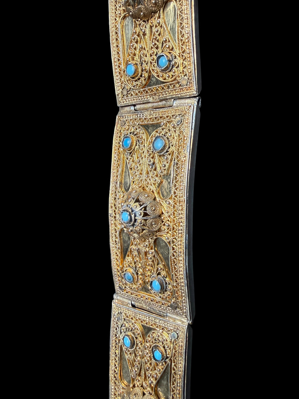 A Russian 84 Gilded Silver Jeweled Filigree Work Belt