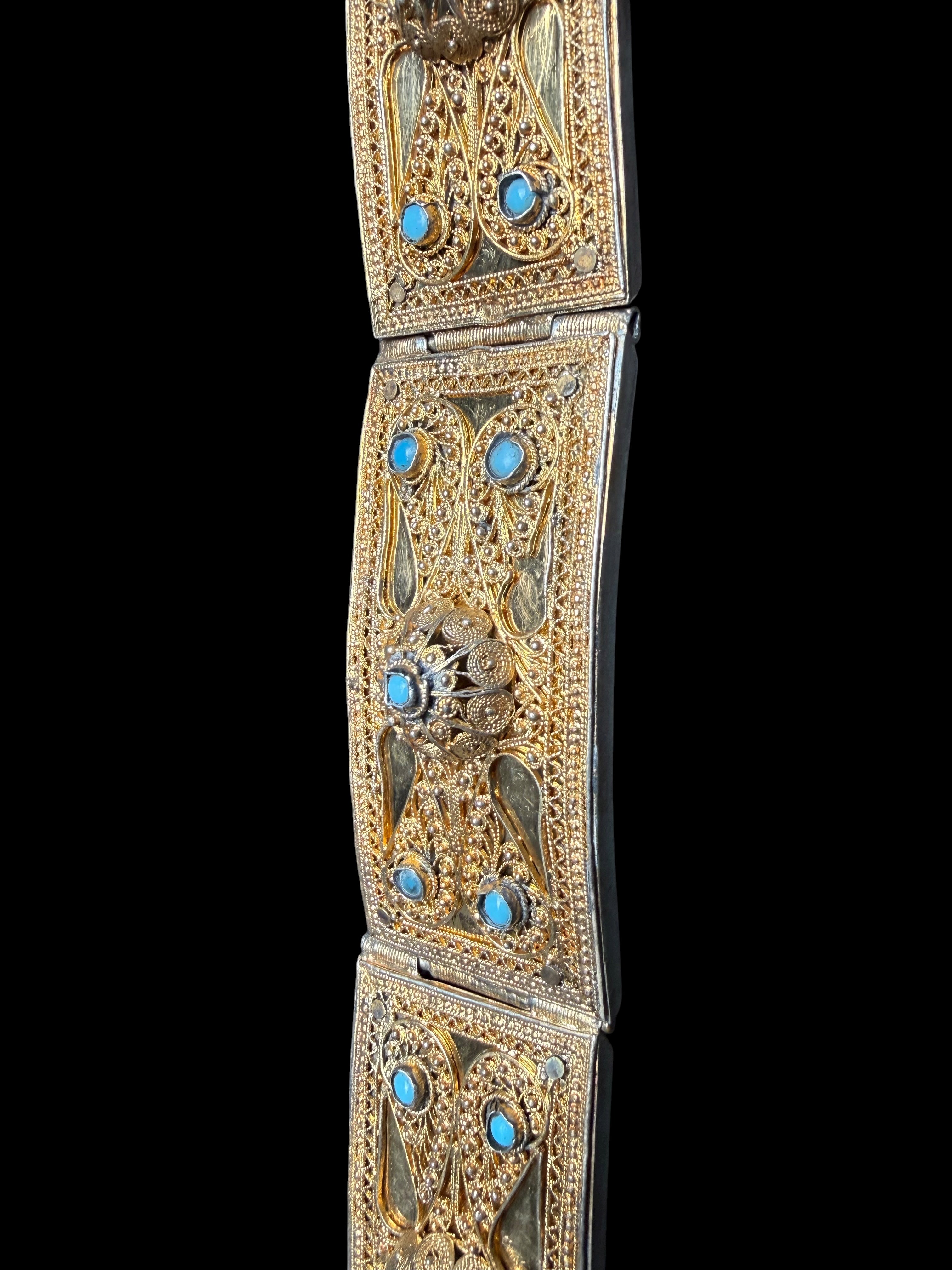 A Russian 84 Gilded Silver Jeweled Filigree Work Belt