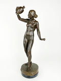 Patinated Bronze Fountain Figure of a Lady With a Broken Pitcher, Karl Satzinger