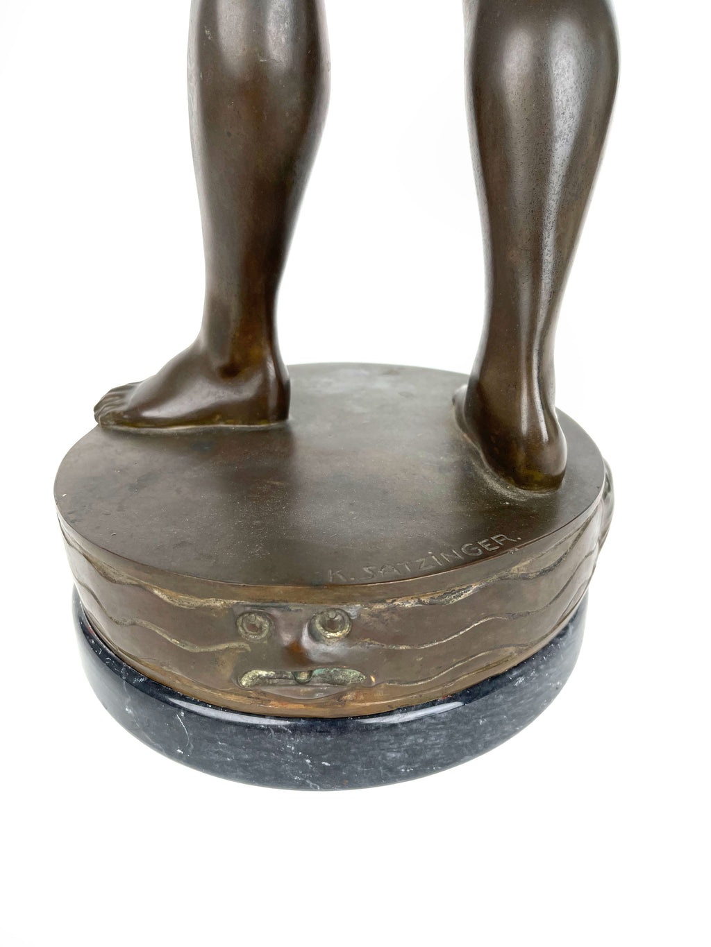 Patinated Bronze Fountain Figure of a Lady With a Broken Pitcher, Karl Satzinger