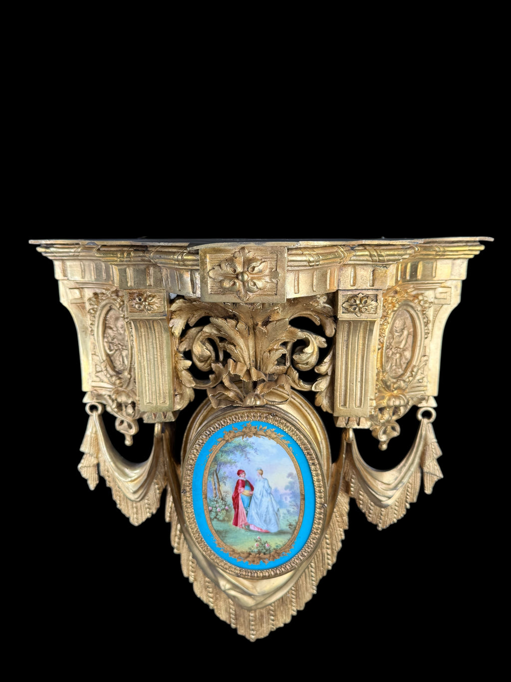 Pair Of F. Barbedienne 19th C. French Sevres Porcelain Mounted Gilt Bronze Brackets