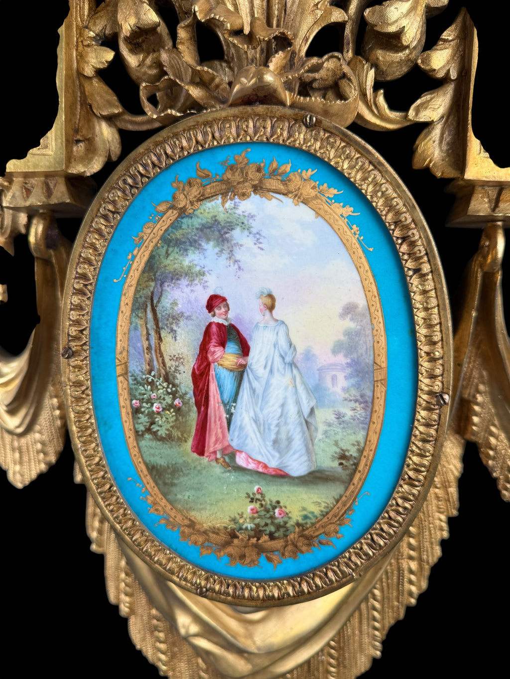 Pair Of F. Barbedienne 19th C. French Sevres Porcelain Mounted Gilt Bronze Brackets