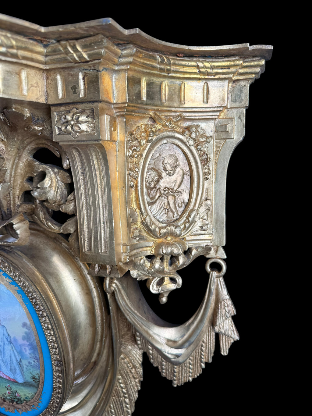 Pair Of F. Barbedienne 19th C. French Sevres Porcelain Mounted Gilt Bronze Brackets