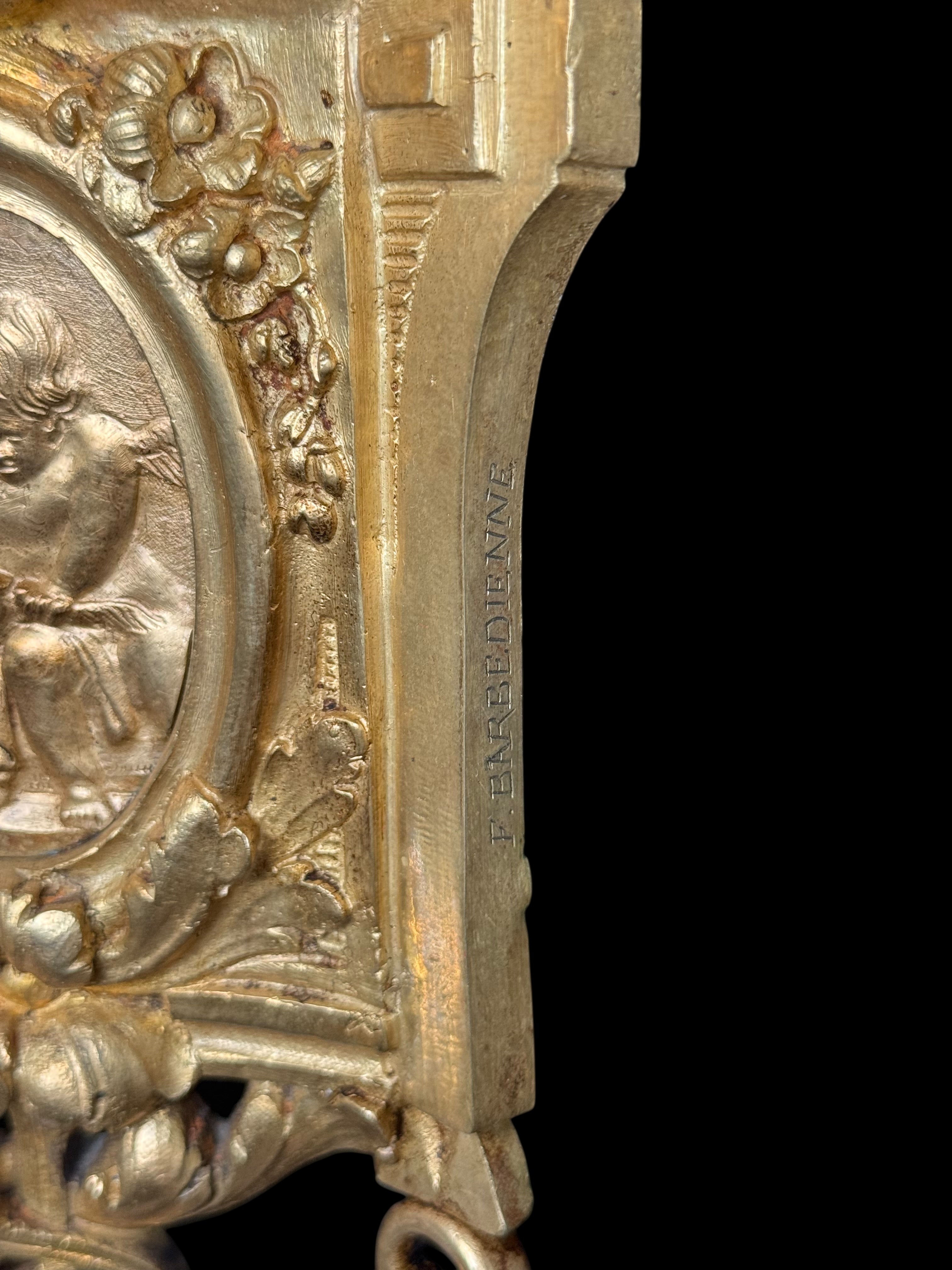 Pair Of F. Barbedienne 19th C. French Sevres Porcelain Mounted Gilt Bronze Brackets