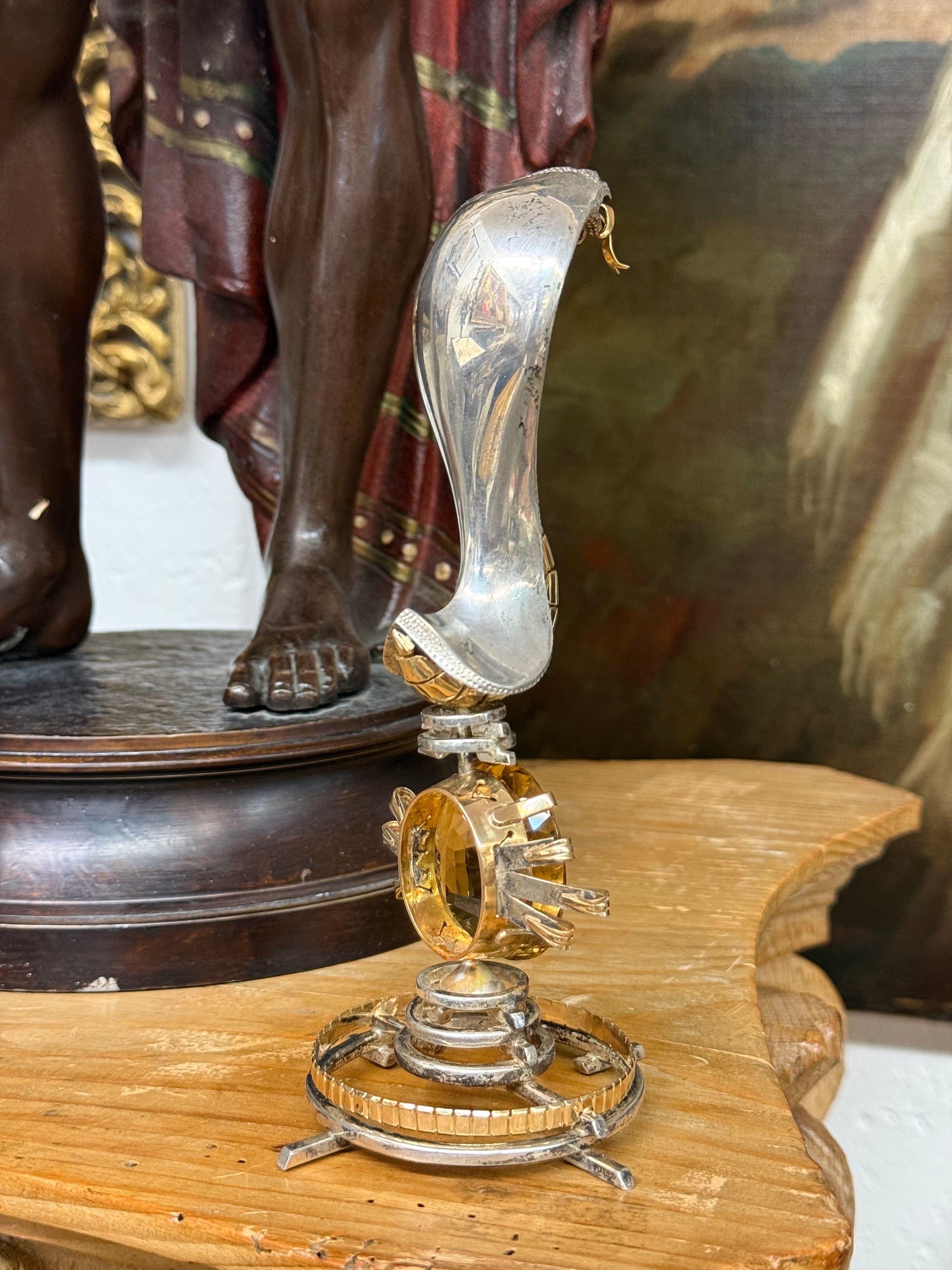 A Cartier Gold, Silver, Ruby & Citrine Serpend Sculpture Design Attr. To Dali