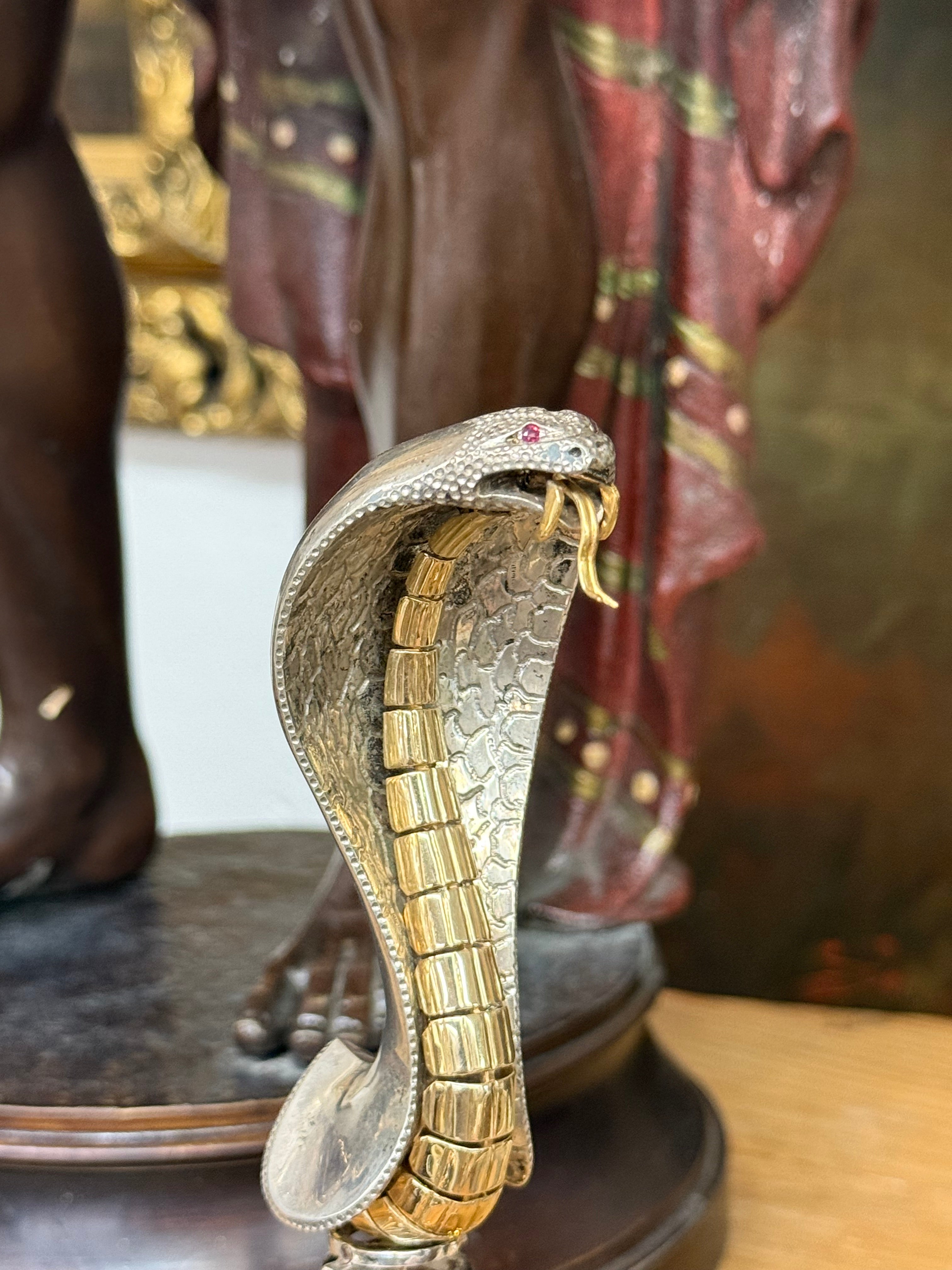 A Cartier Gold, Silver, Ruby & Citrine Serpend Sculpture Design Attr. To Dali