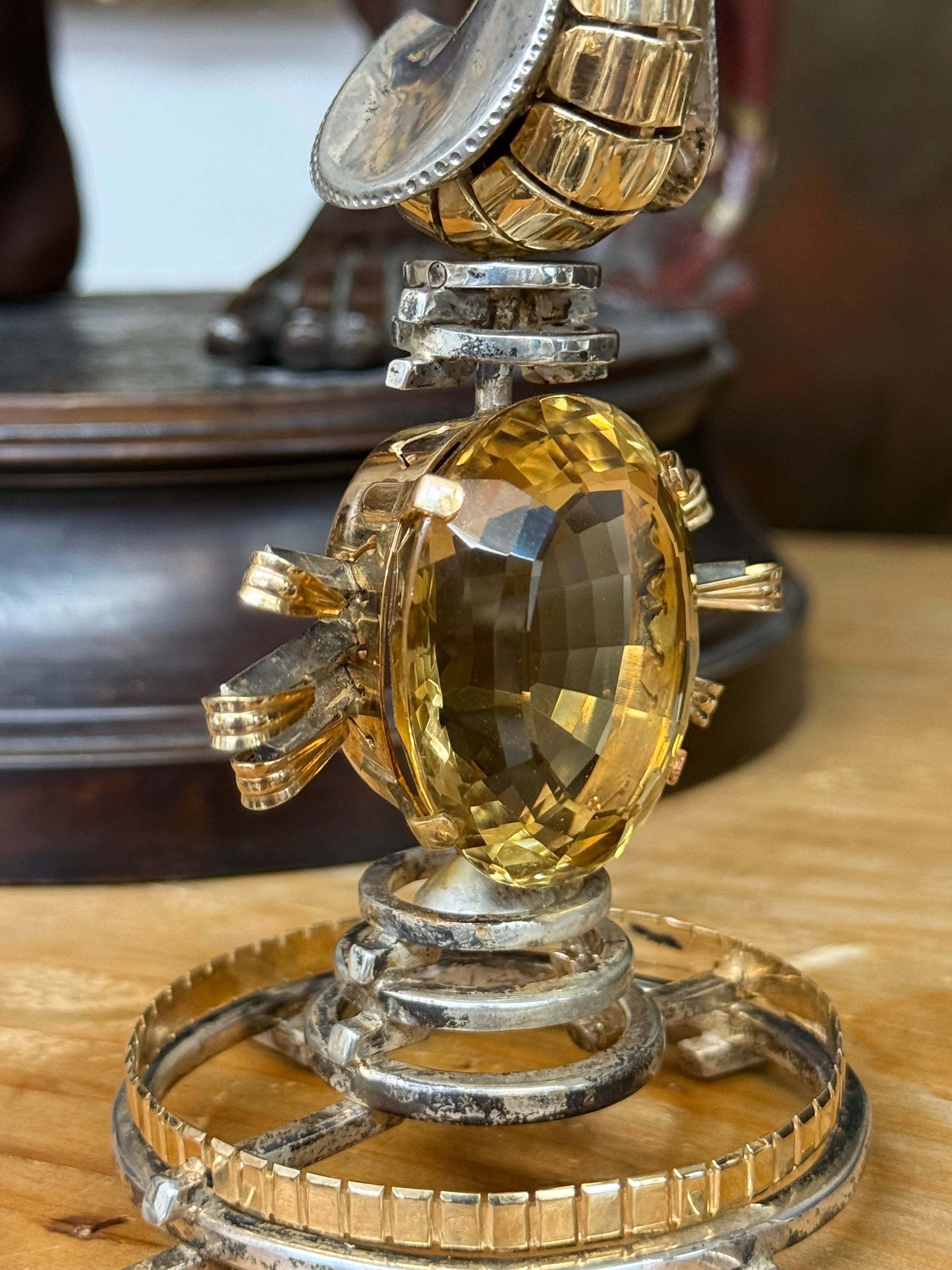 A Cartier Gold, Silver, Ruby & Citrine Serpend Sculpture Design Attr. To Dali