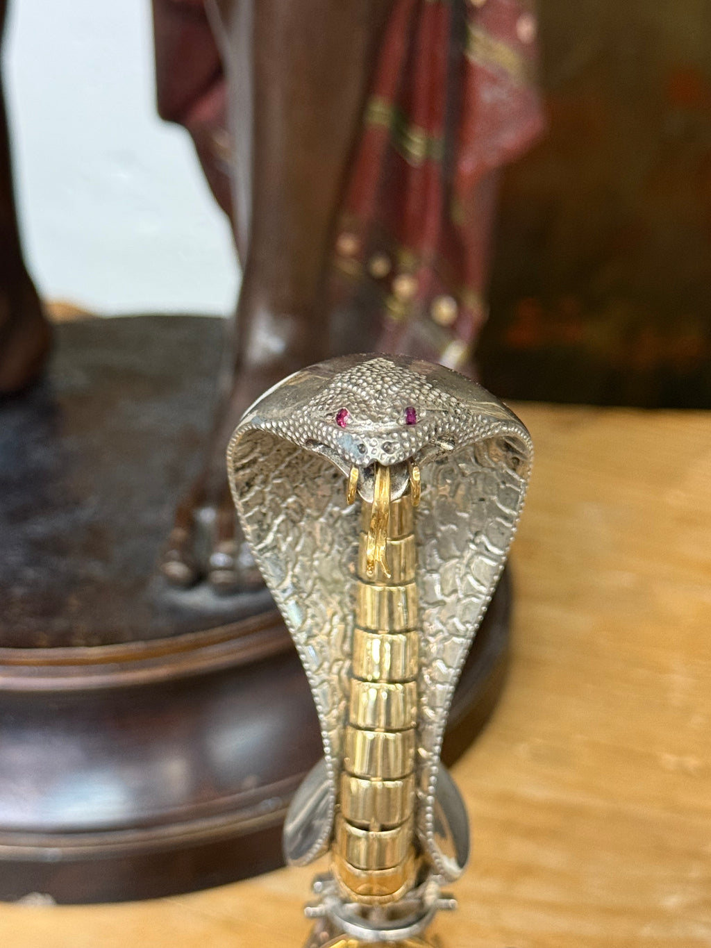 A Cartier Gold, Silver, Ruby & Citrine Serpend Sculpture Design Attr. To Dali