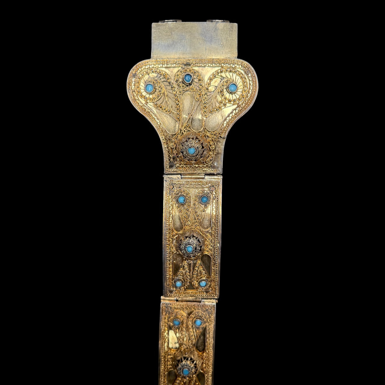 A Russian 84 Gilded Silver Jeweled Filigree Work Belt