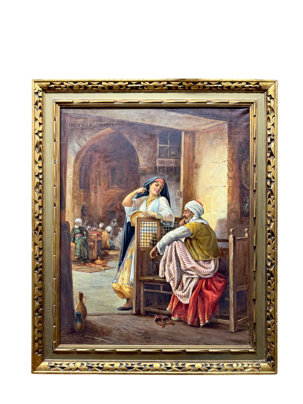 Pair Of Large Orientalist Oil On Canvas Painting
