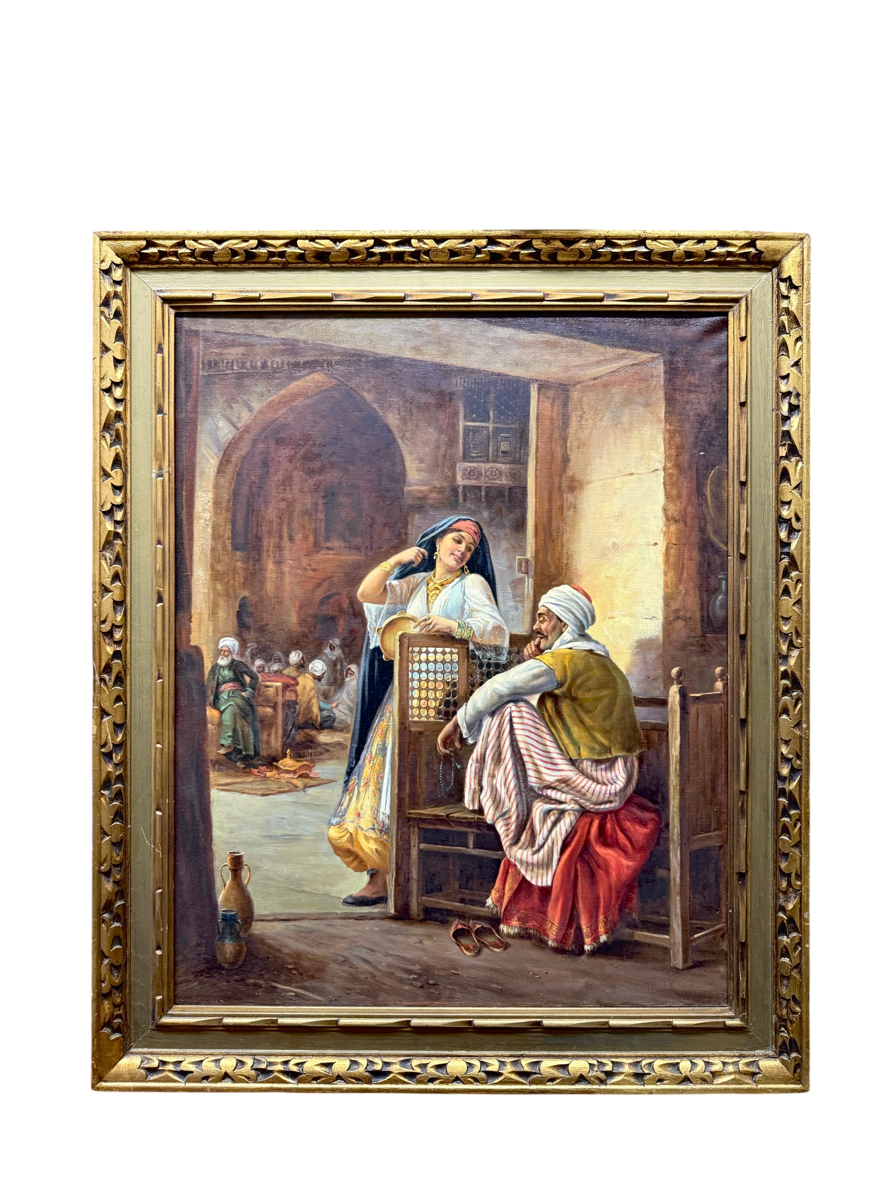 Pair Of Large Orientalist Oil On Canvas Painting