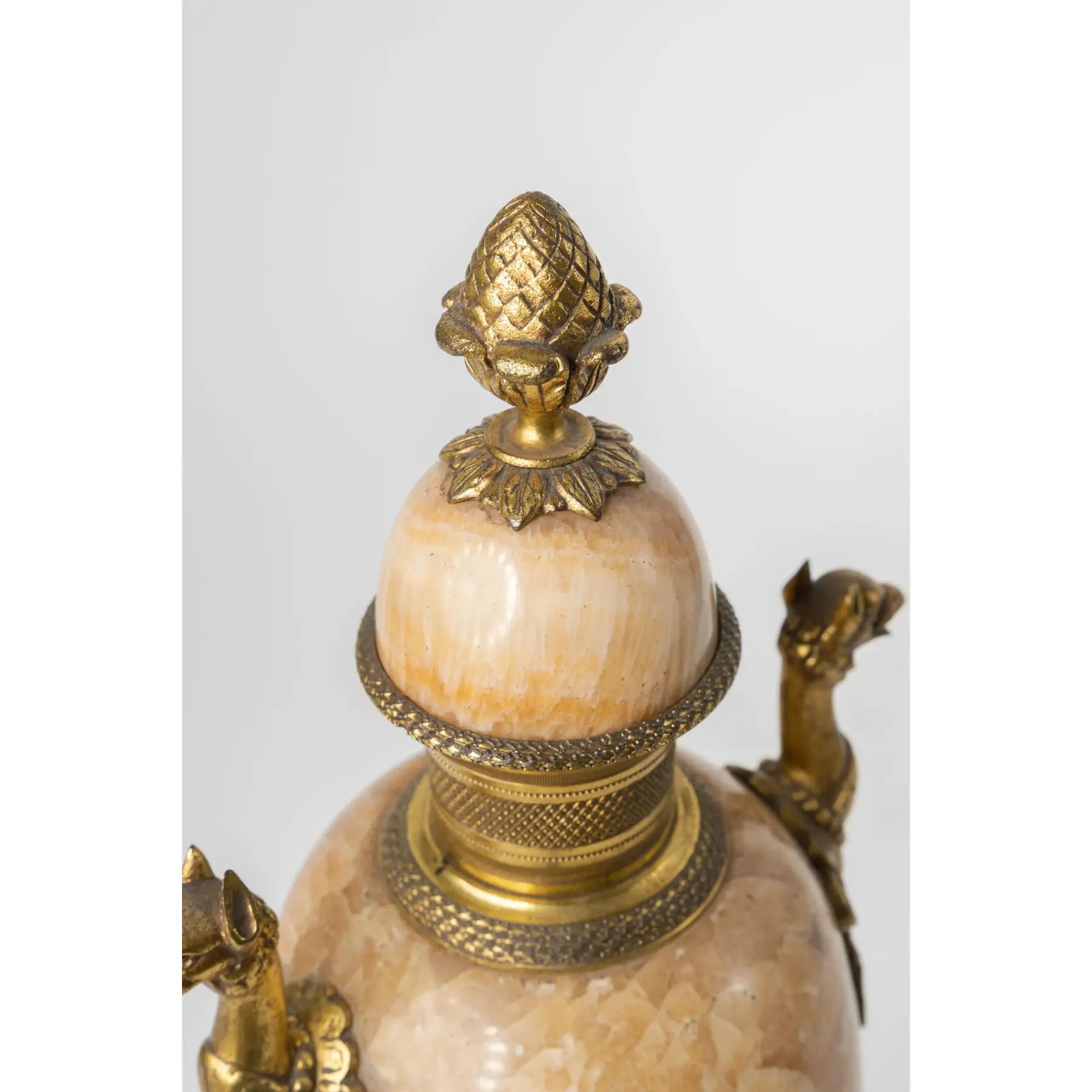 Pair Of 19th C. Russian Gilt Bronze & Quartz Urns