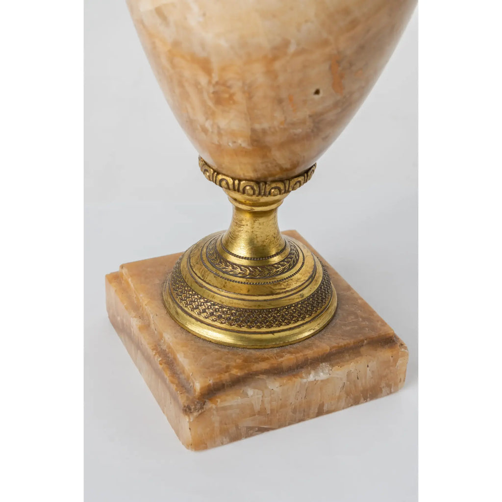 Pair Of 19th C. Russian Gilt Bronze & Quartz Urns