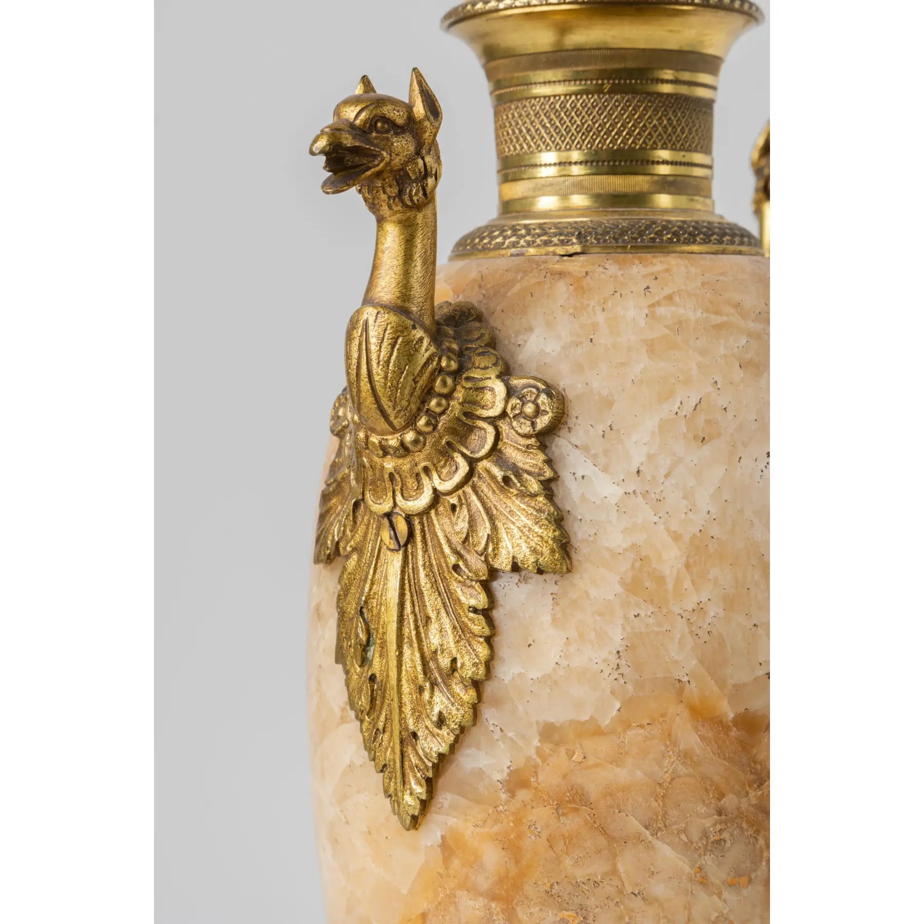 Pair Of 19th C. Russian Gilt Bronze & Quartz Urns