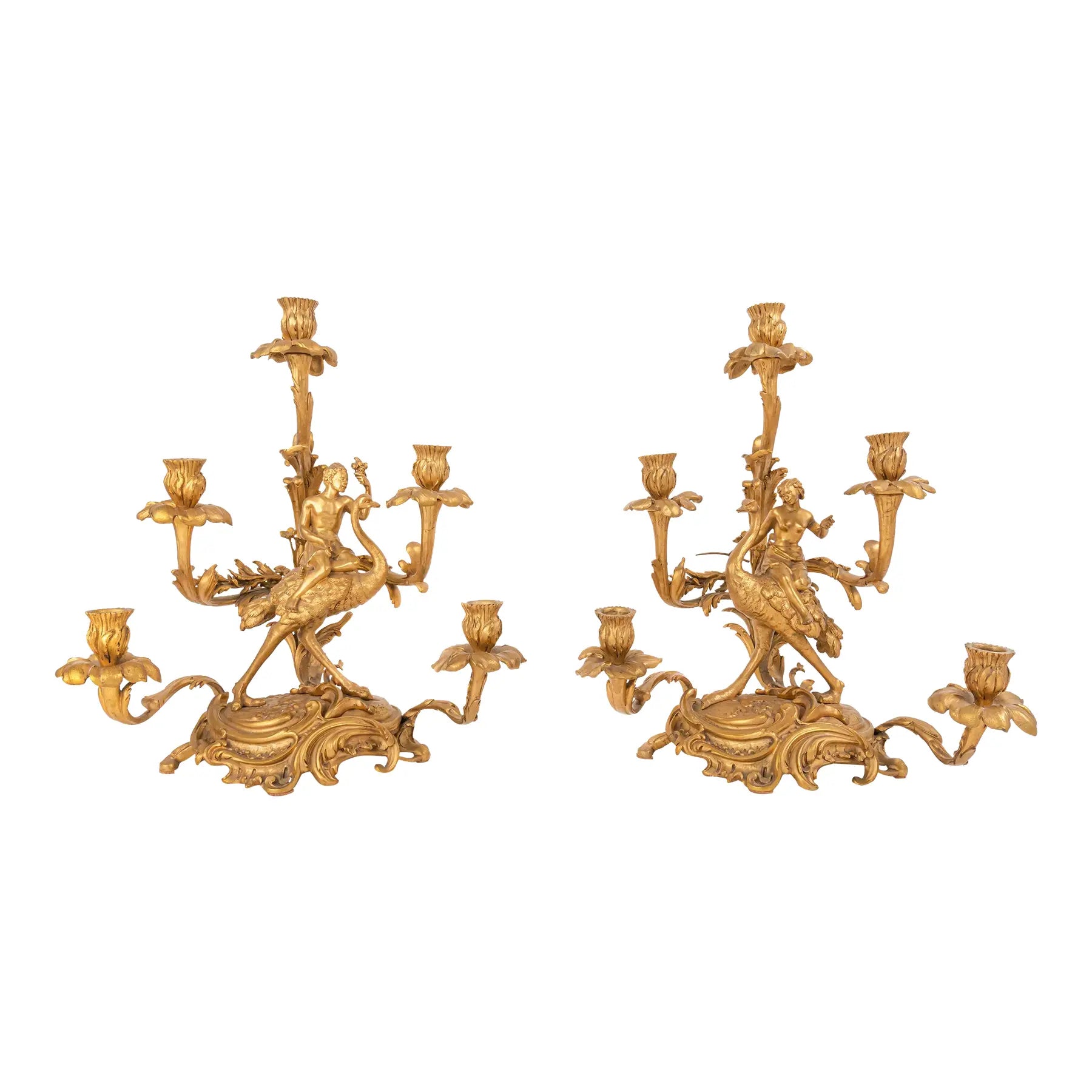Pair of Gilt Bronze Candelabras, France 19th Century